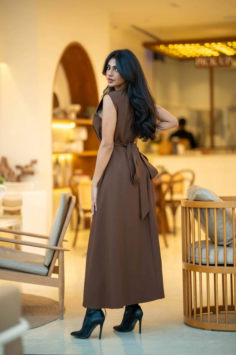 Crepe Dress in Brown C:105 Brown