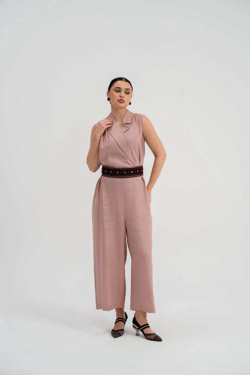 Pink linen jumpsuit.C:228