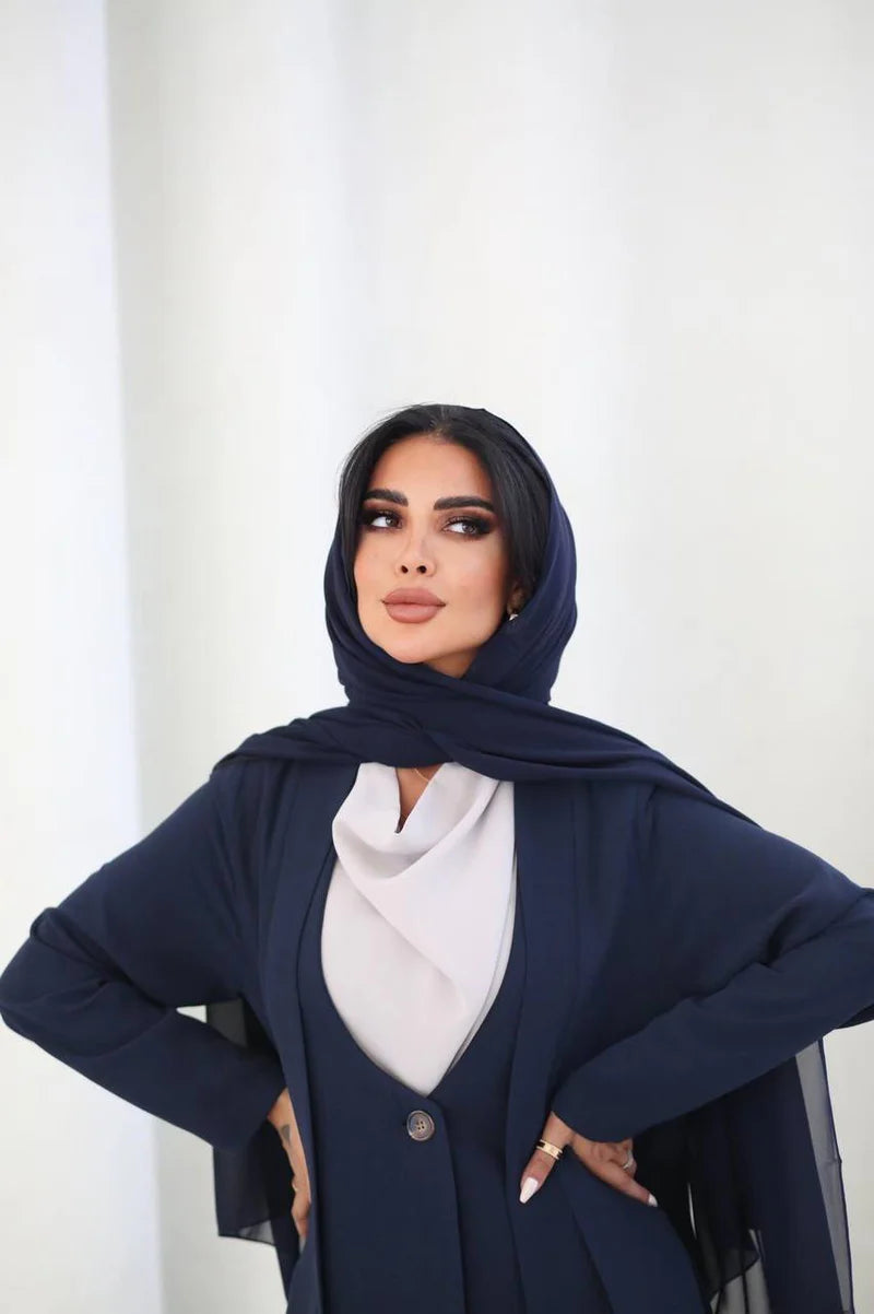 Abaya Blazer Crepe C:6489 Blue