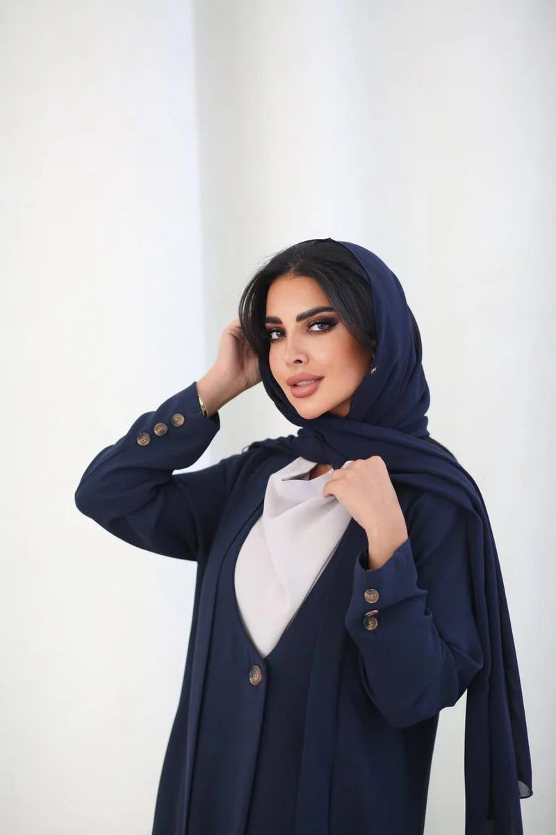 Abaya Blazer Crepe C:6489 Blue