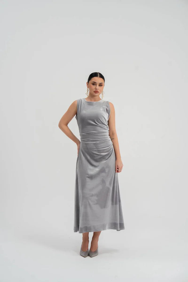 gray velvet dress. C:226