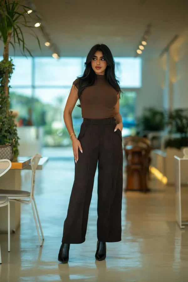 Brown ribbed velvet trousers C:194 Brown