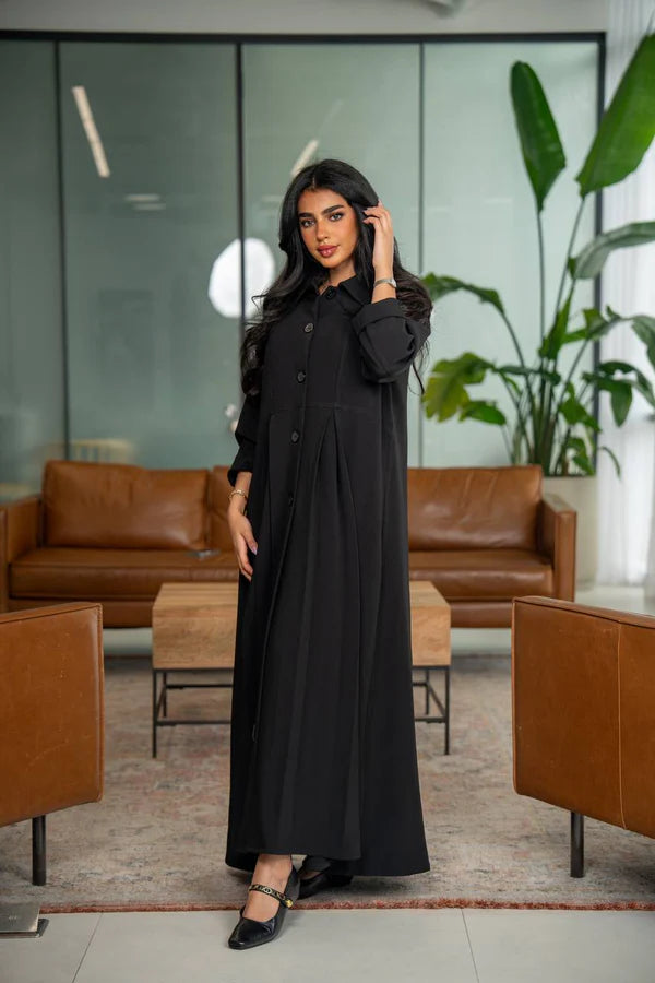 Black crepe abaya C:6625