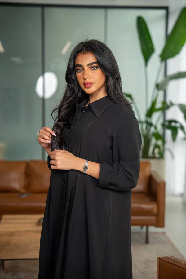 Black crepe abaya C:6625