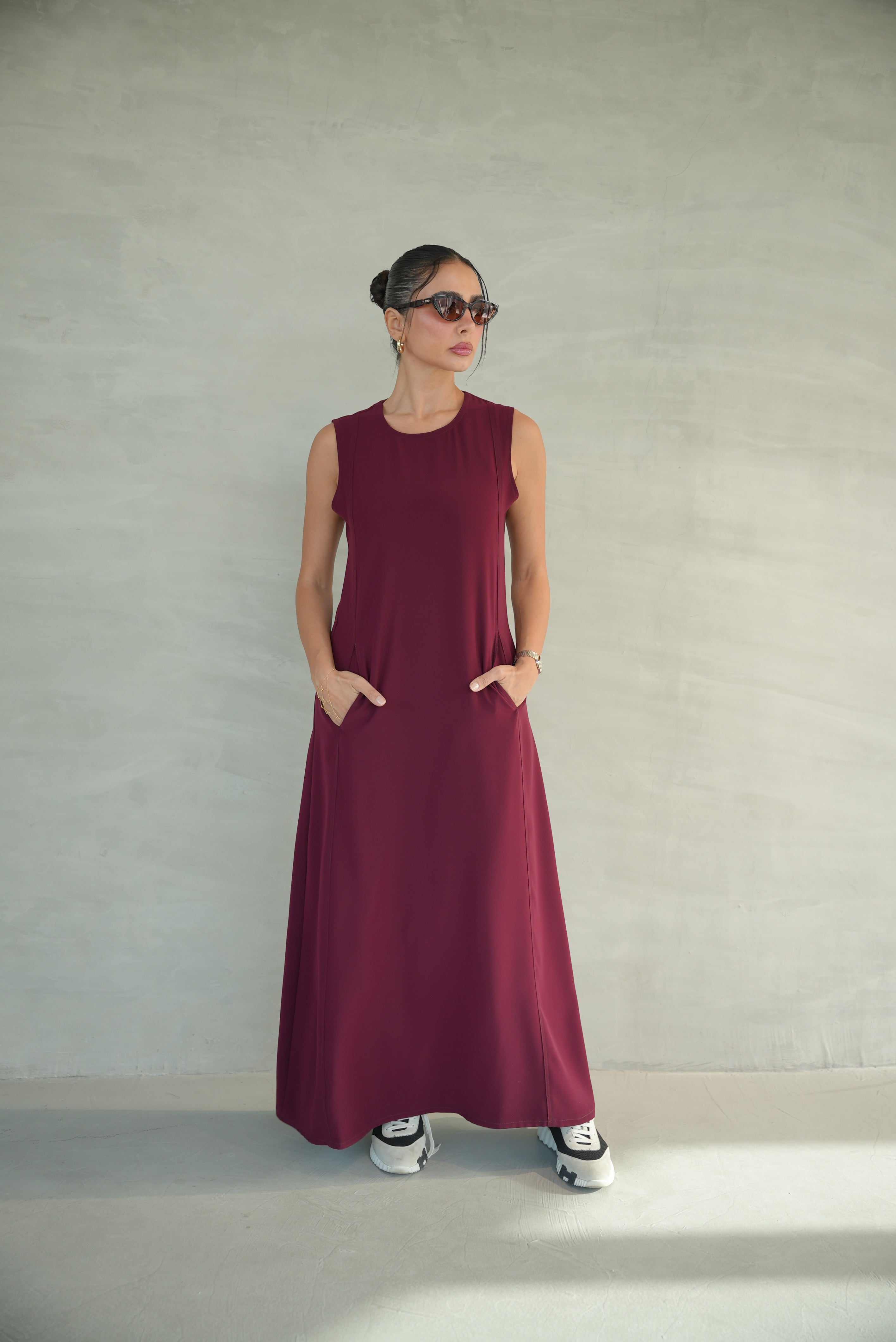Burgundy Crepe Dress-1955
