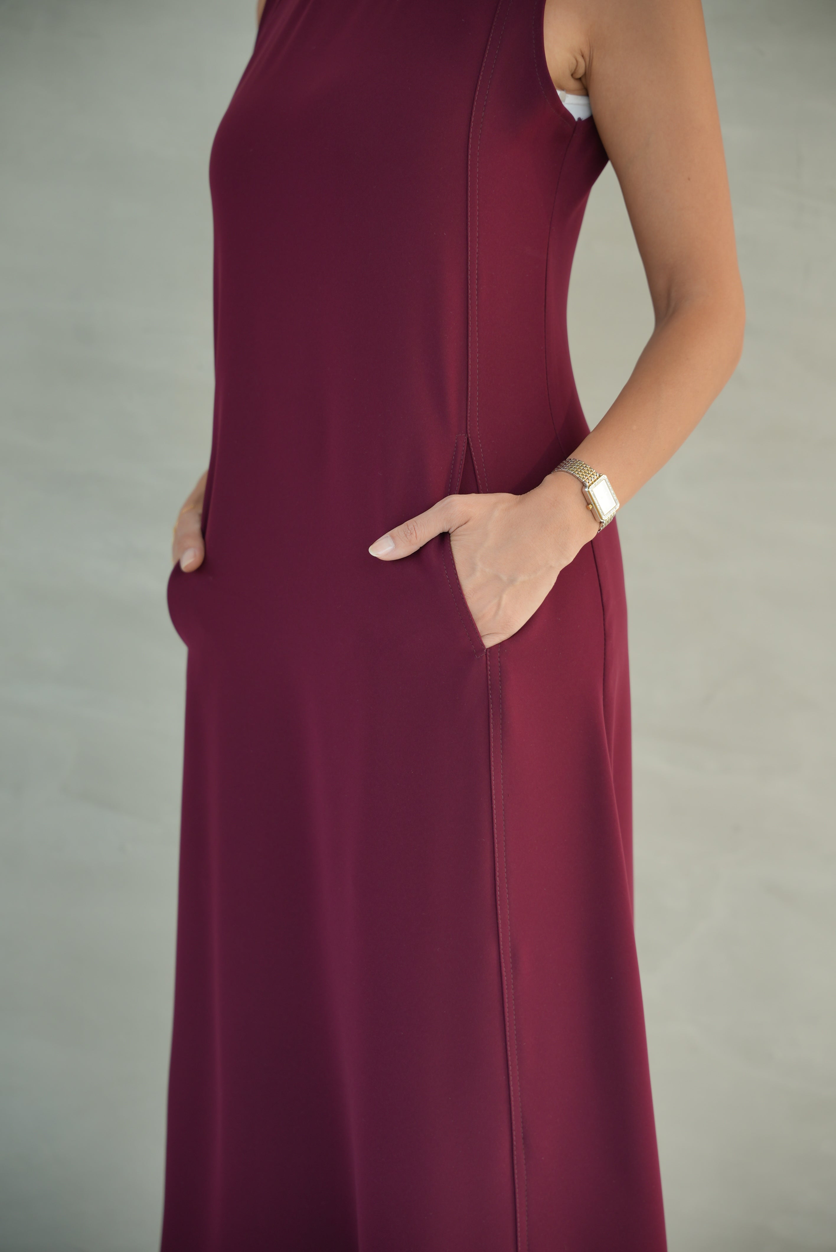 Burgundy Crepe Dress-1955