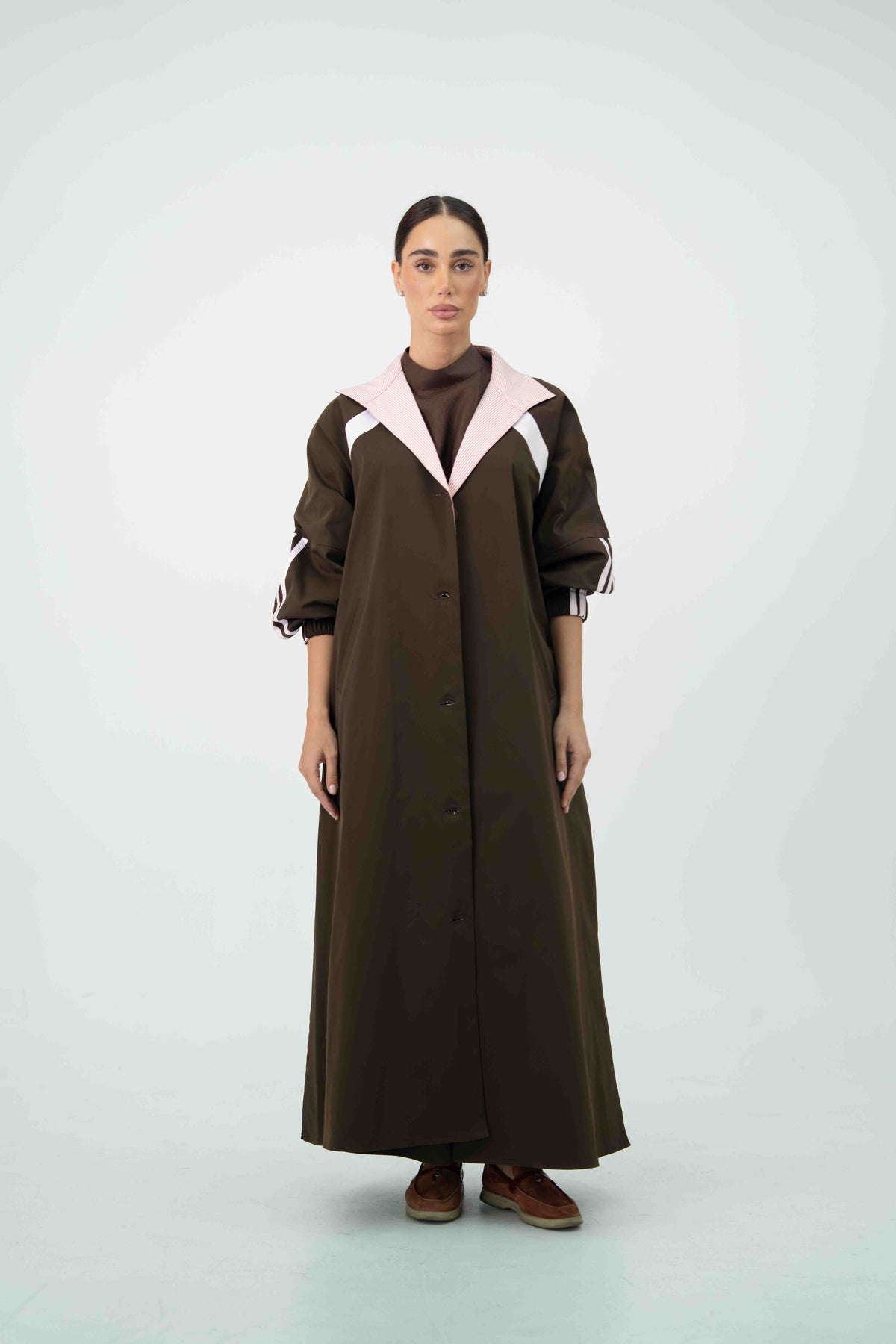 Brown & Pink Trench Coat Set –2055