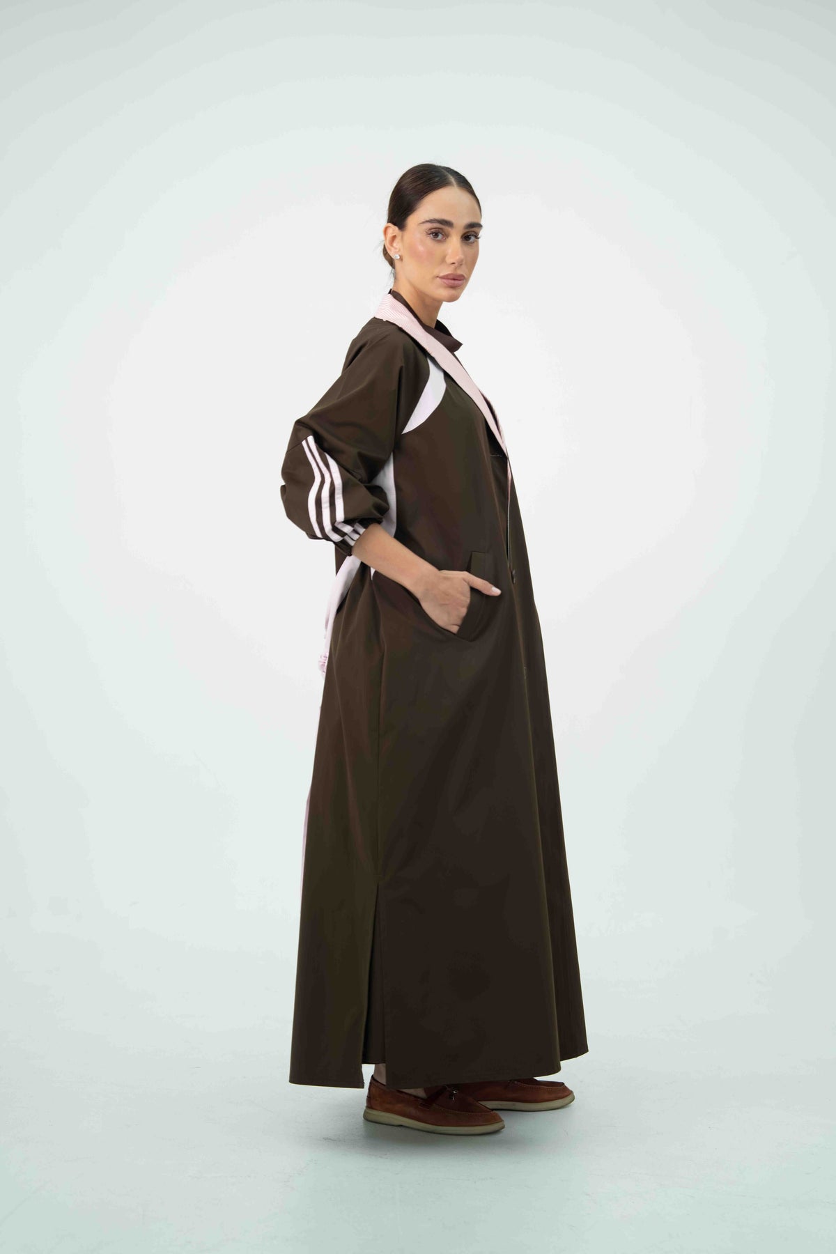 Brown & Pink Trench Coat Set –2055
