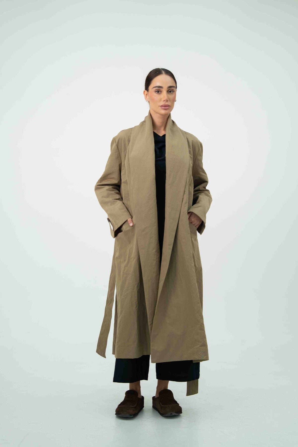 Beige Trench Coat Abaya – 2060