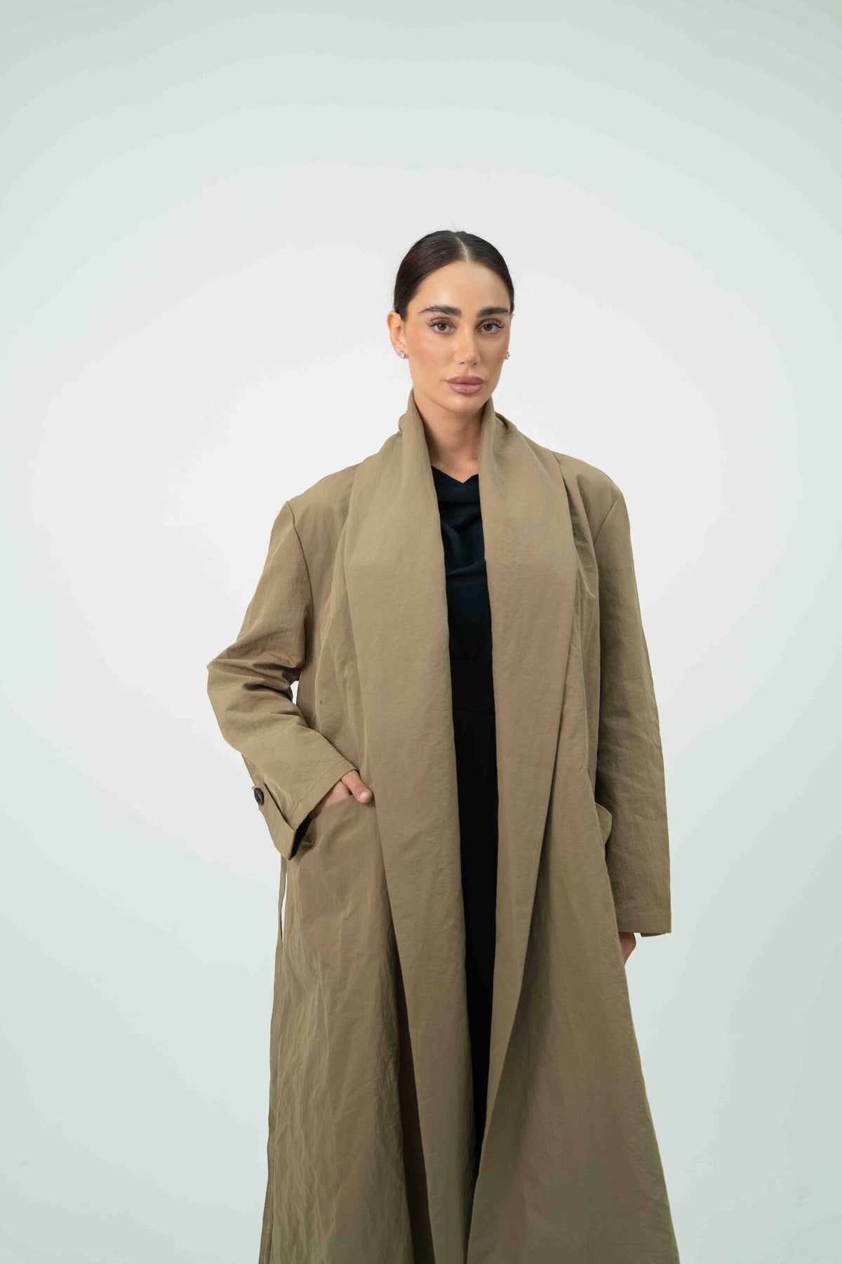 Beige Trench Coat Abaya – 2060