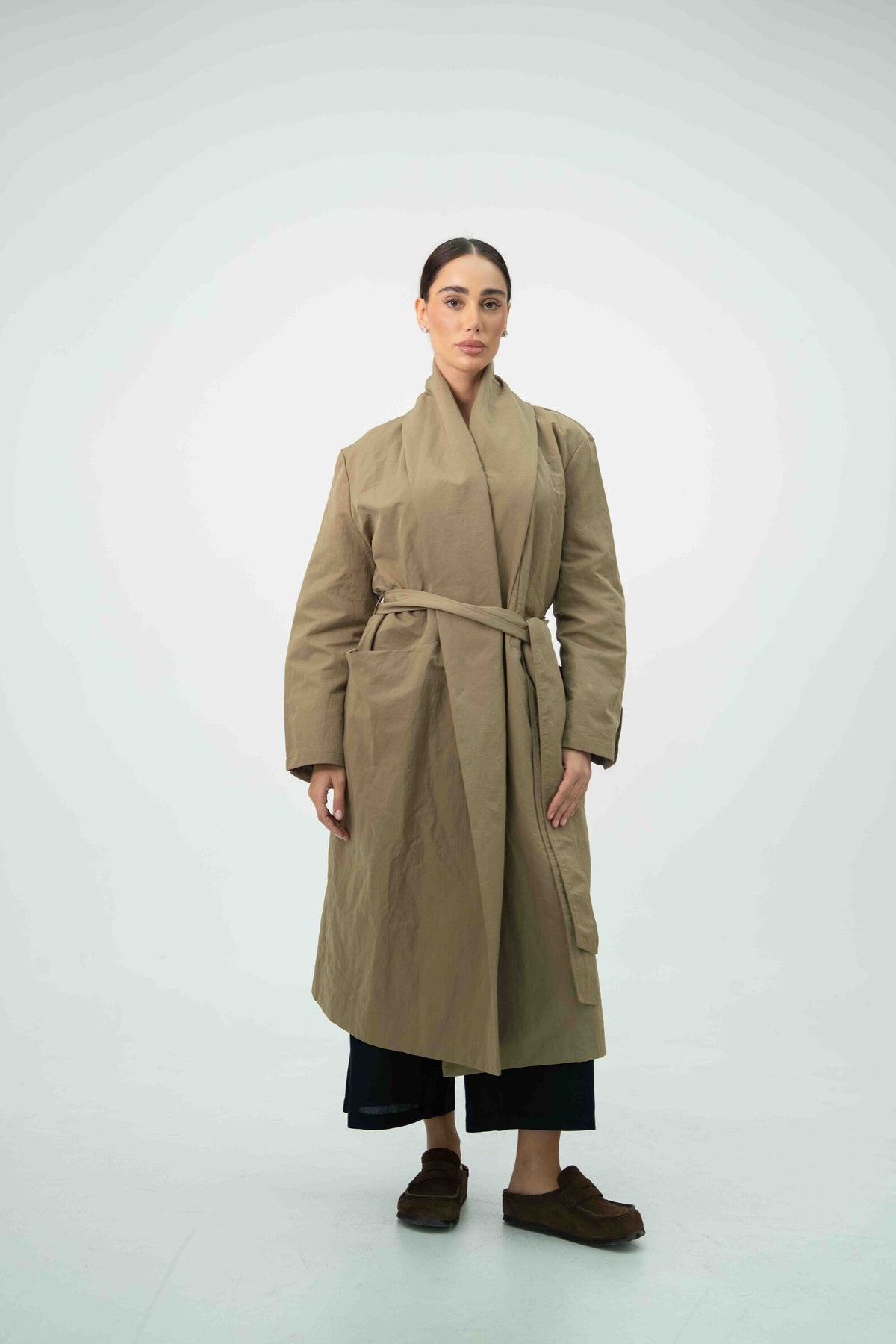 Beige Trench Coat Abaya – 2060