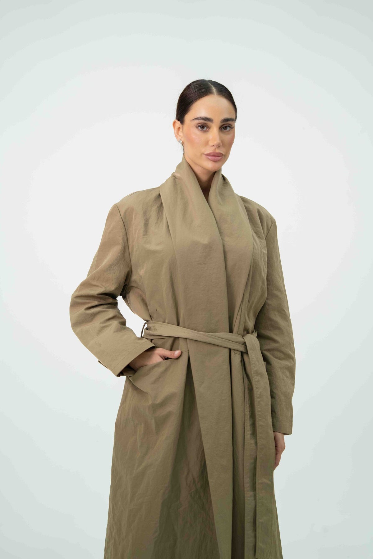 Beige Trench Coat Abaya – 2060