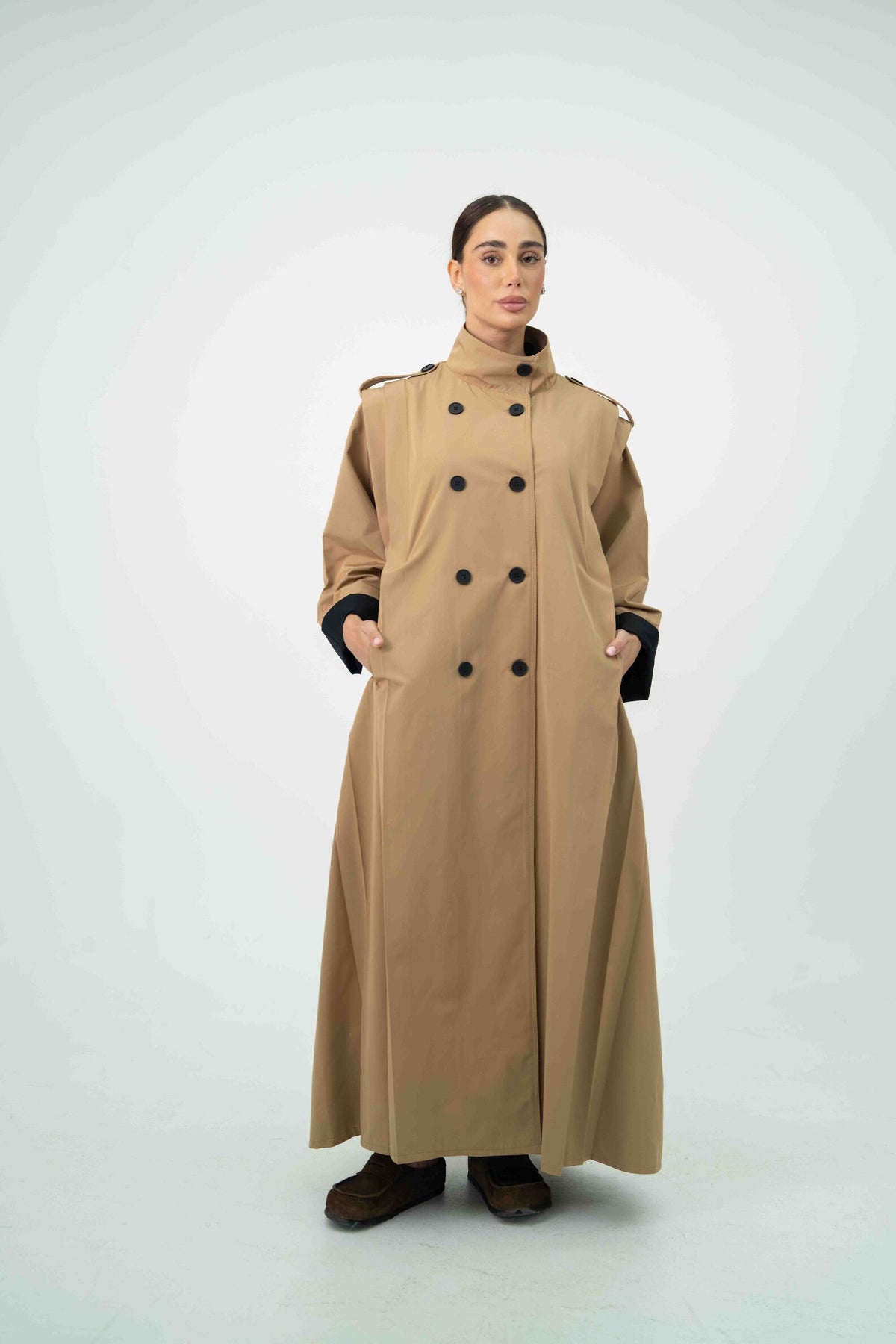 Beige Pleated Abaya -2037
