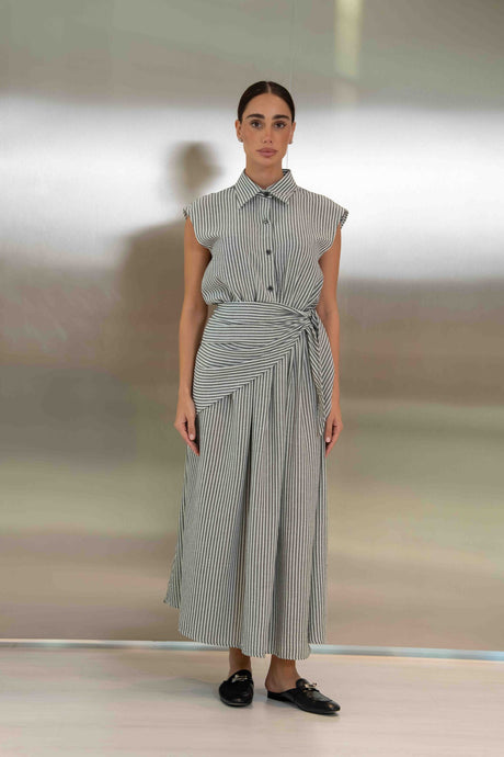 Grey Striped Dress – 2062