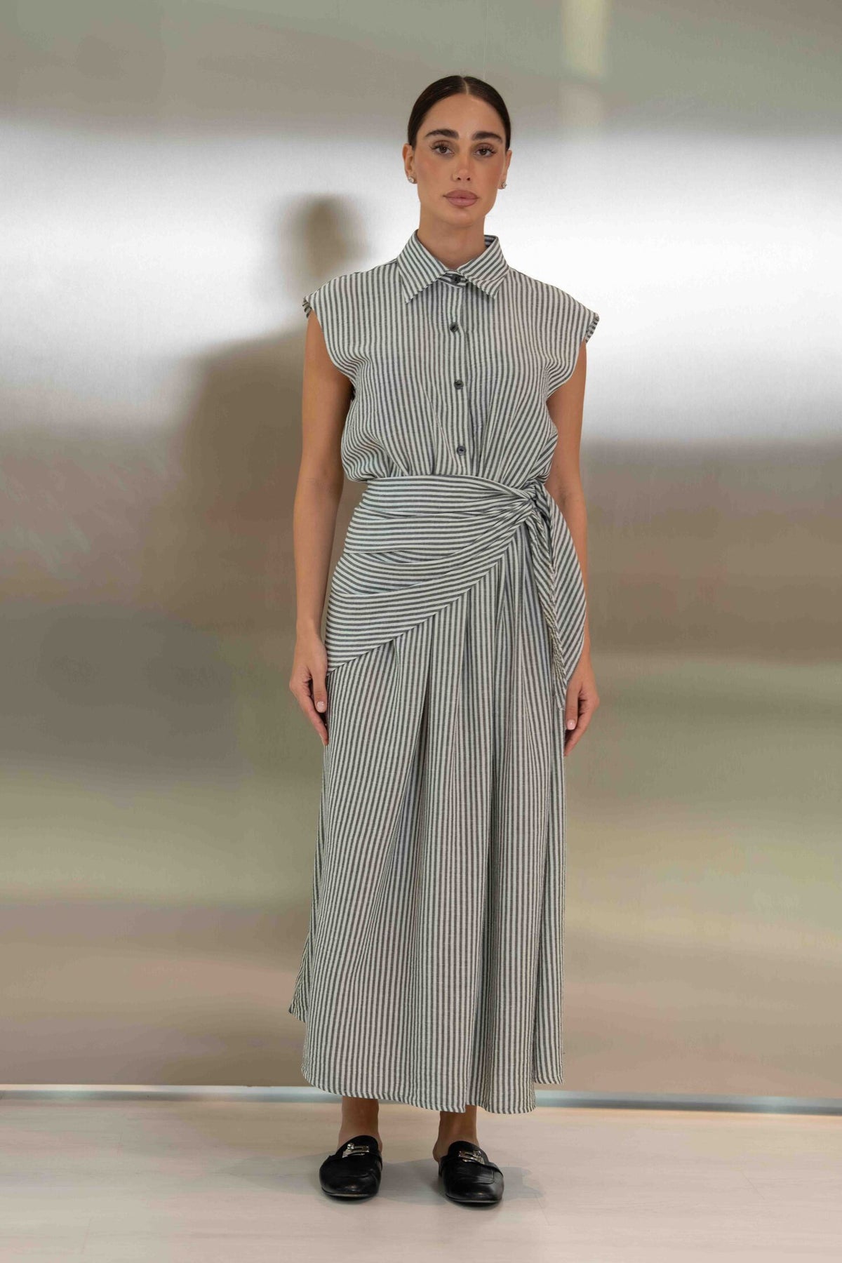 Grey Striped Dress – 2062
