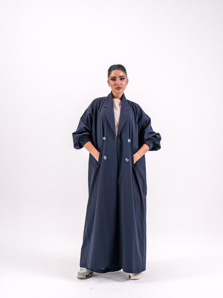 Navy Trench Coat with Back Pleat