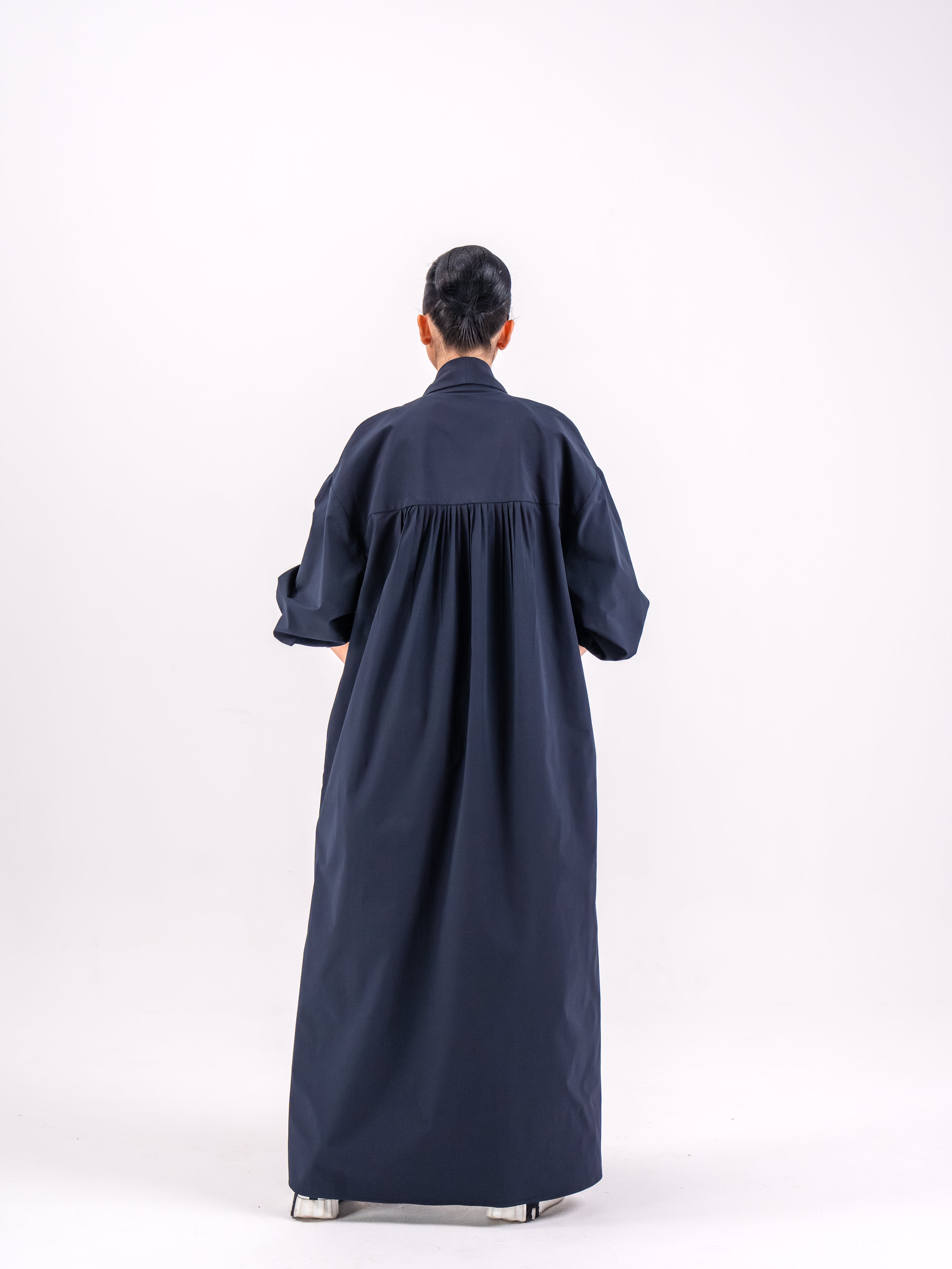 Navy Trench Coat with Back Pleat
