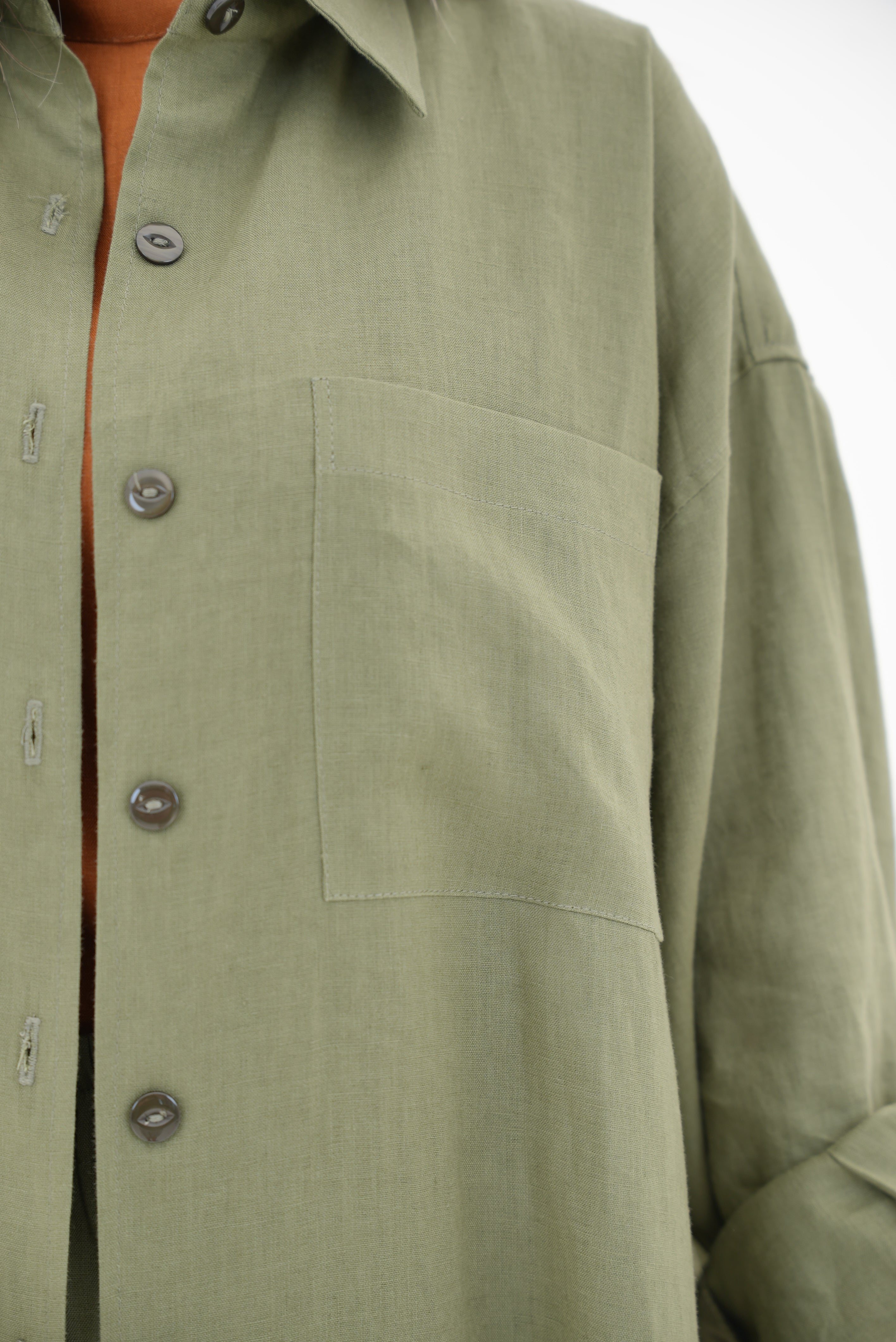 Olive Green linen Abaya-1966