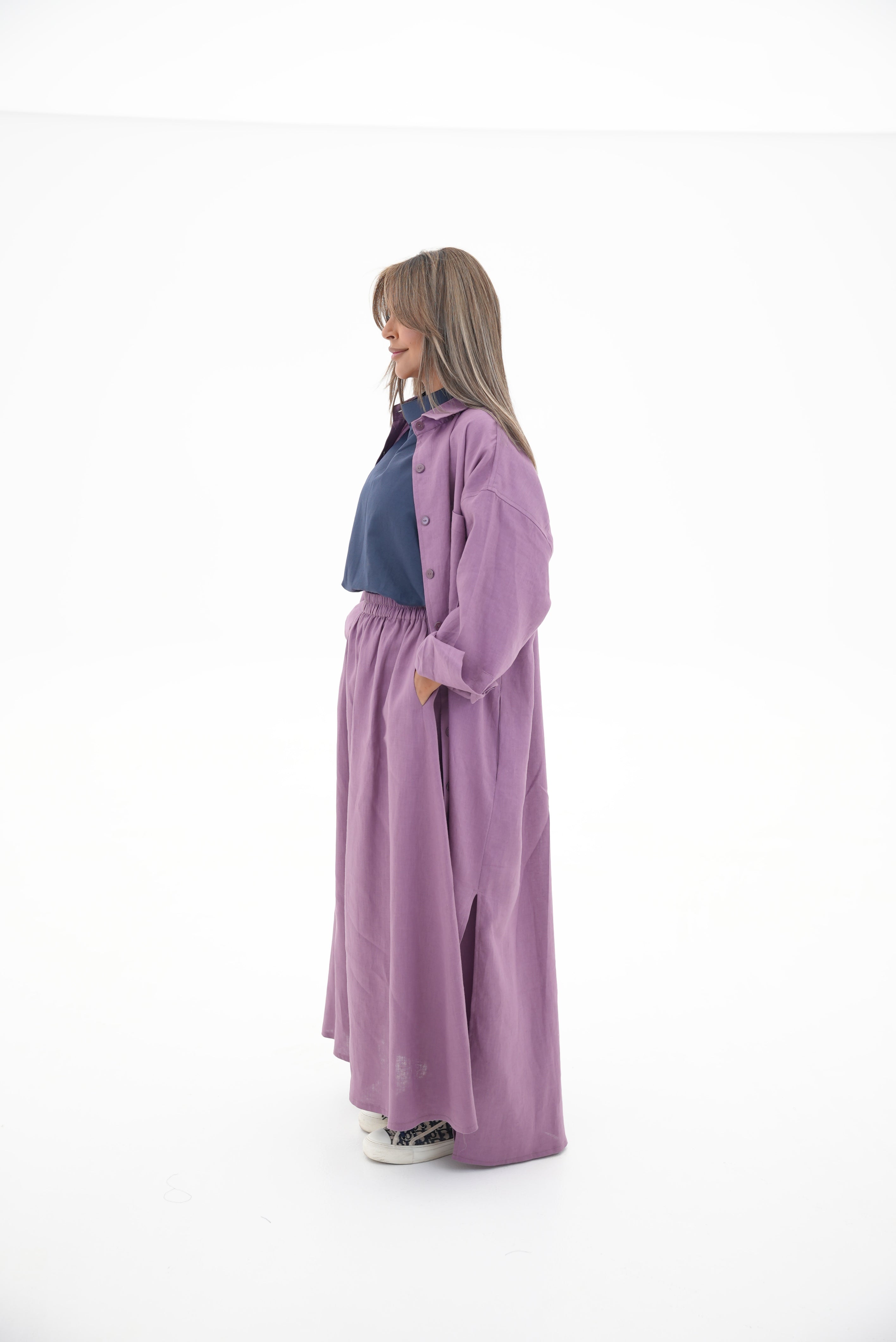 Purple linen Abaya -1968