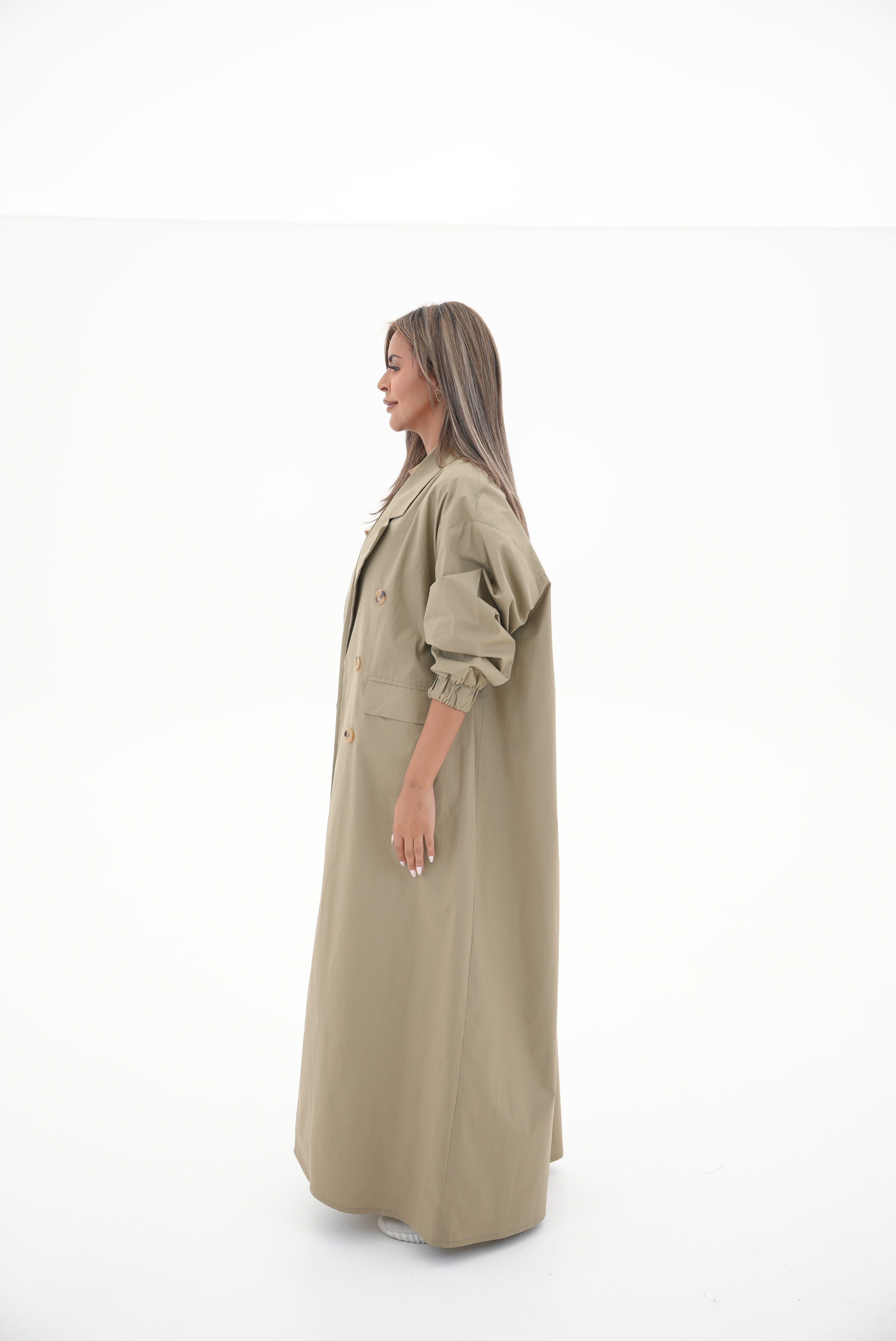 Beige Trench Coat Abaya-1962