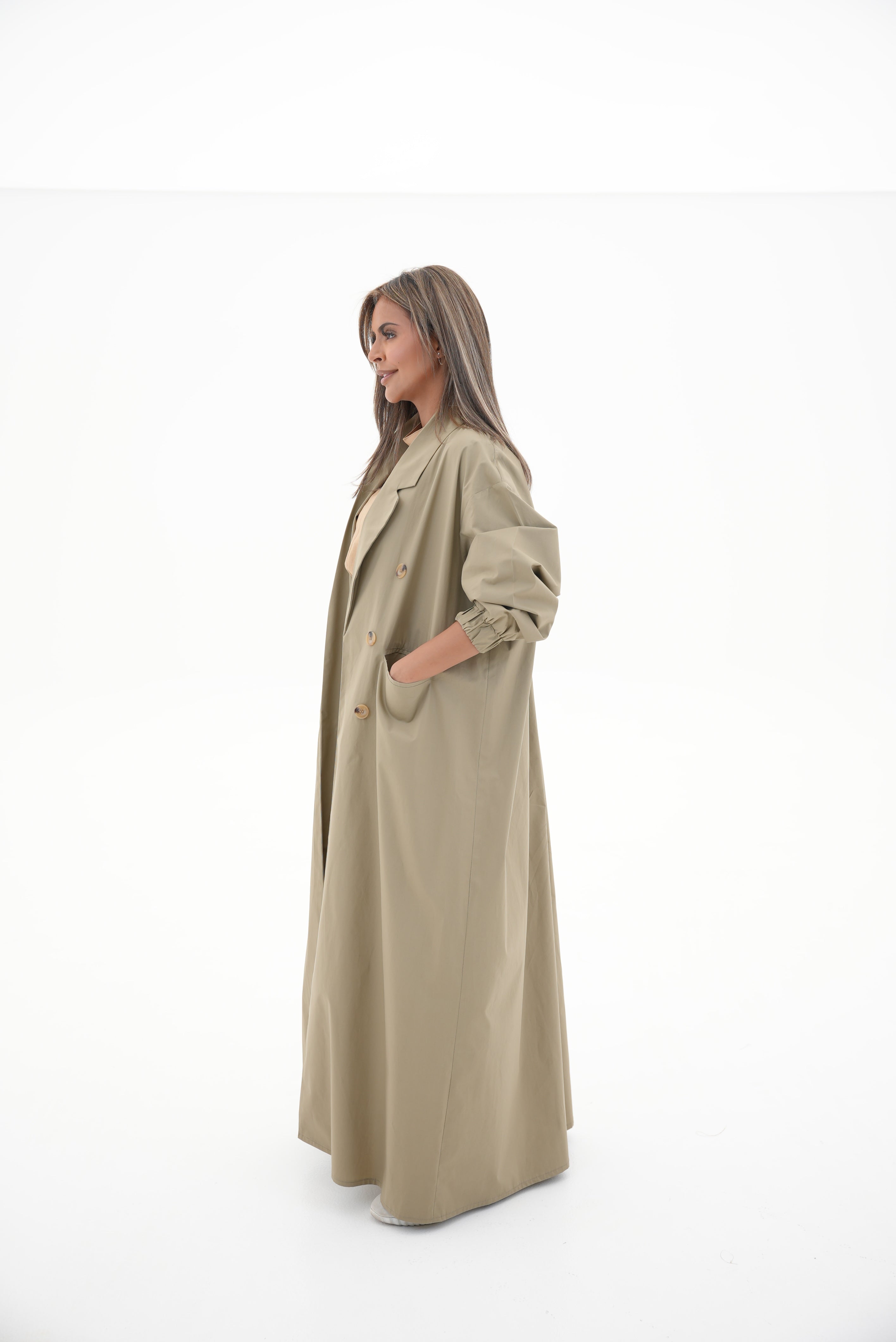 Beige Trench Coat Abaya-1962