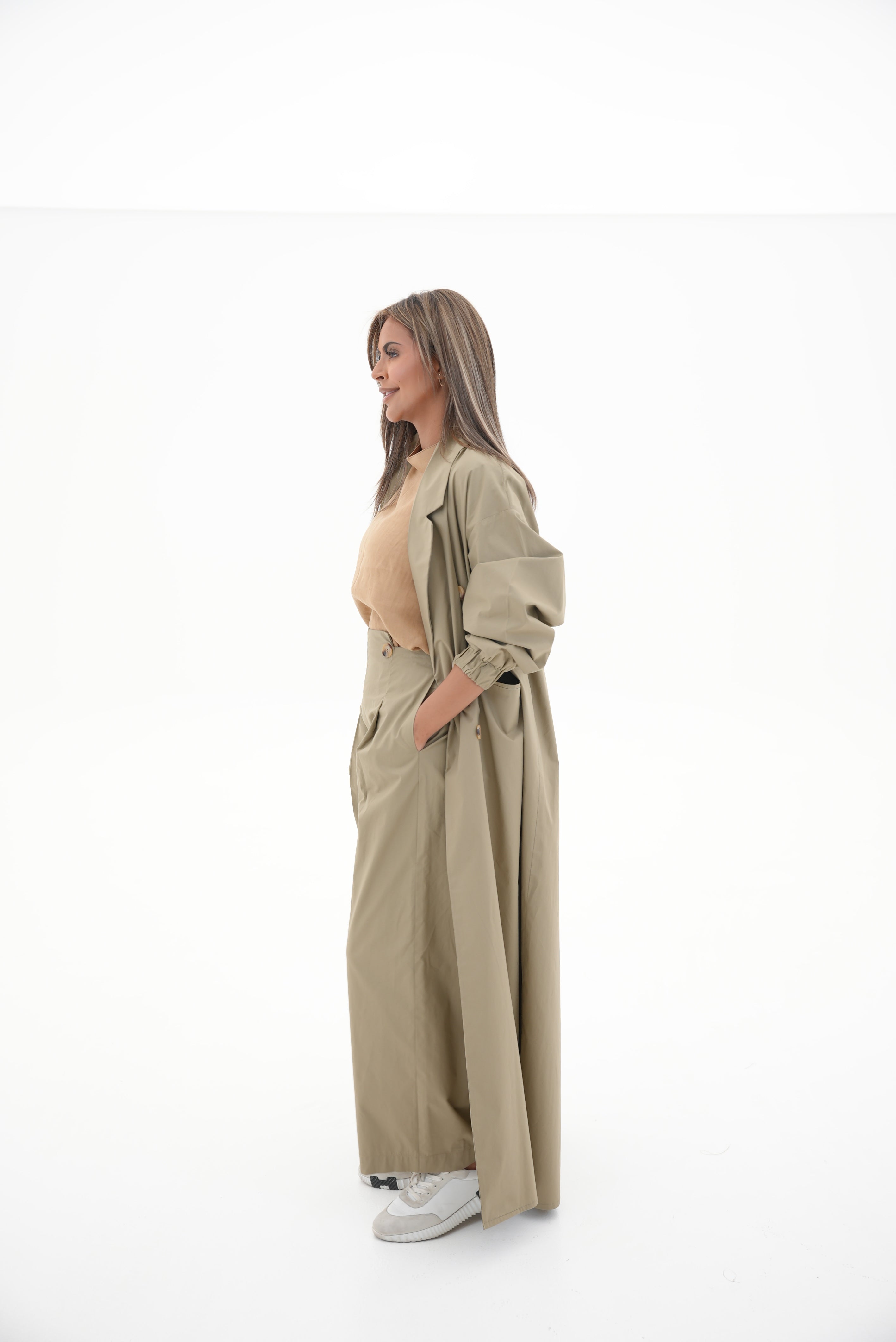 Beige Trench Coat Abaya-1962