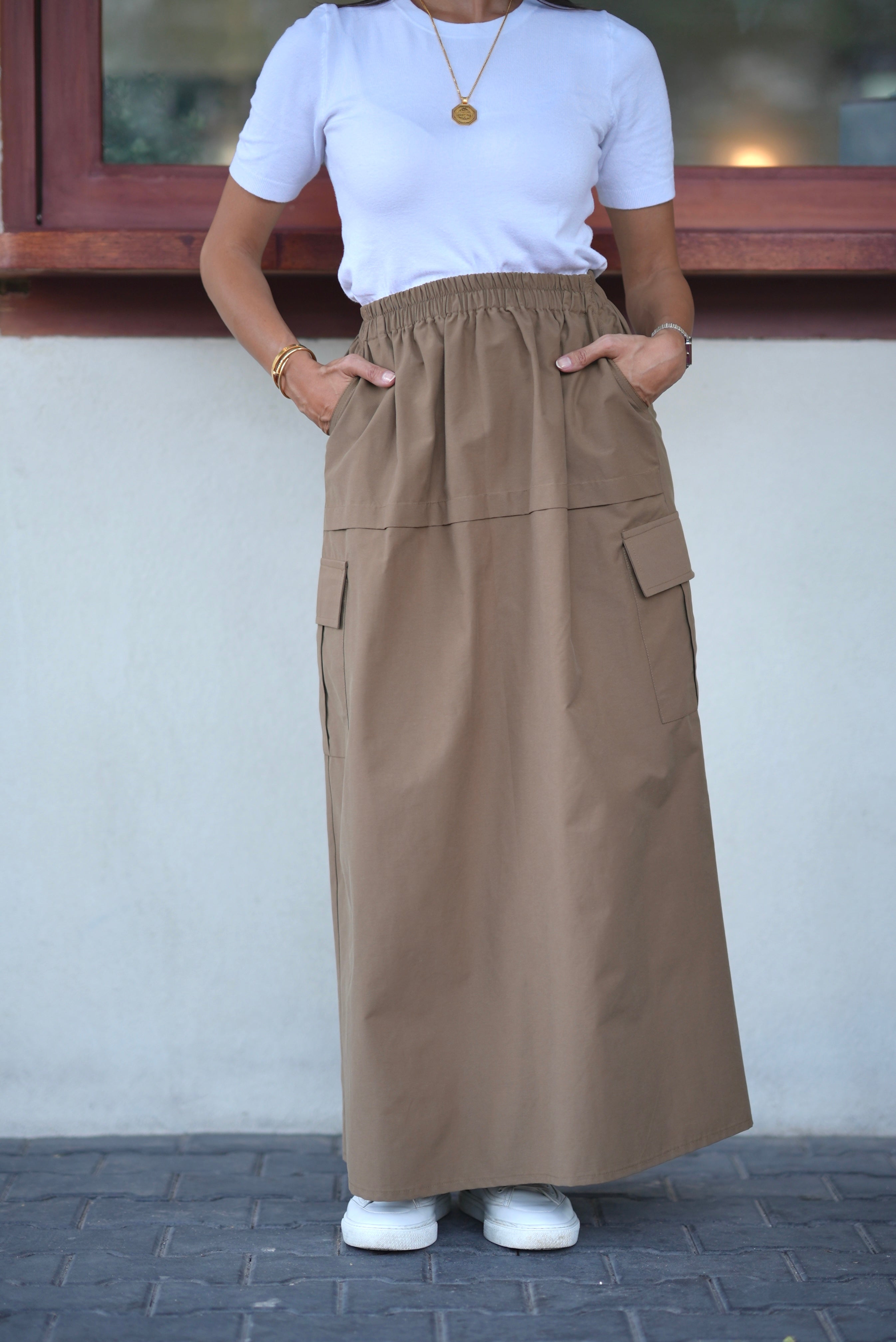 Beige Trench Skirt