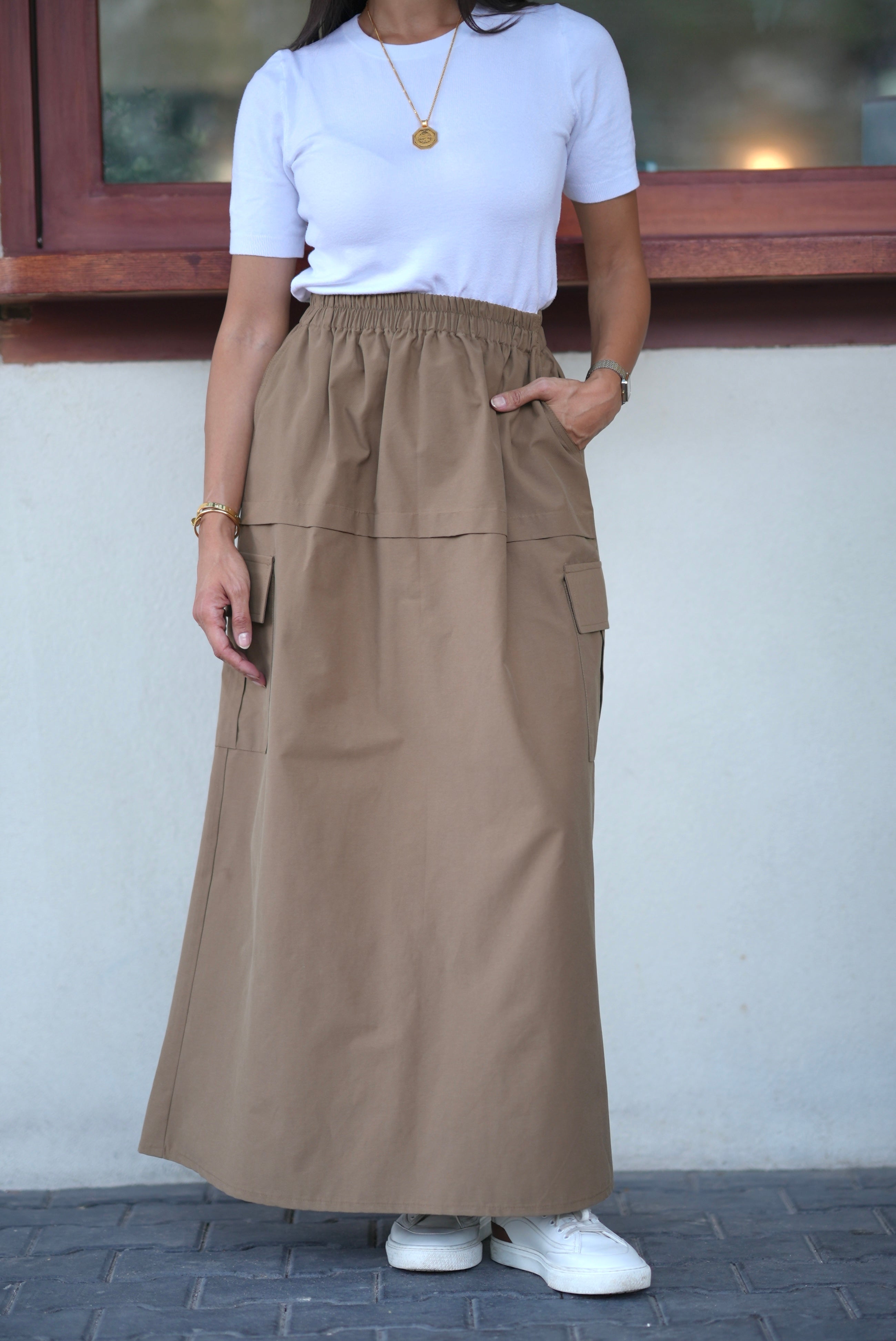 Beige Trench Skirt