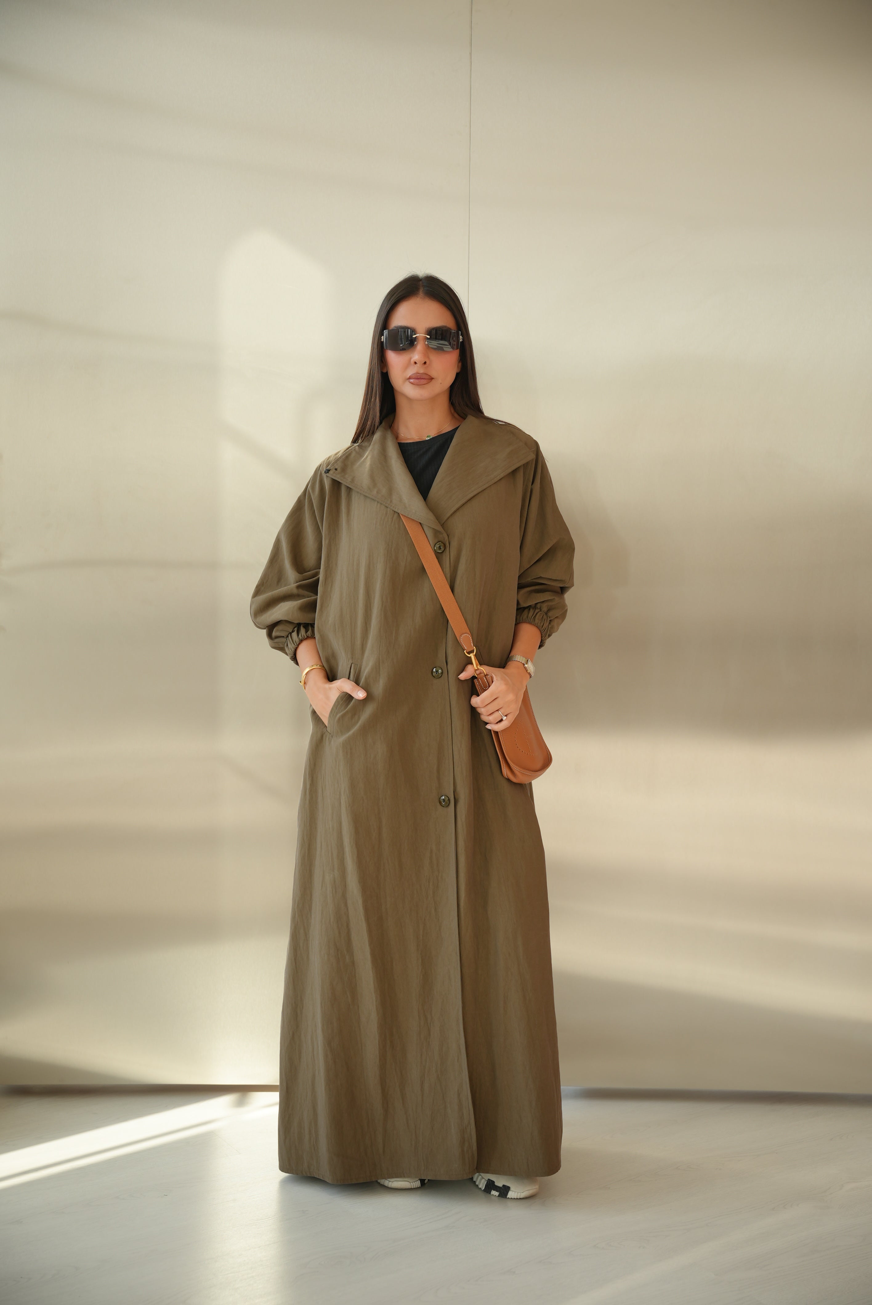 Brown Trench Coat Abaya-2012