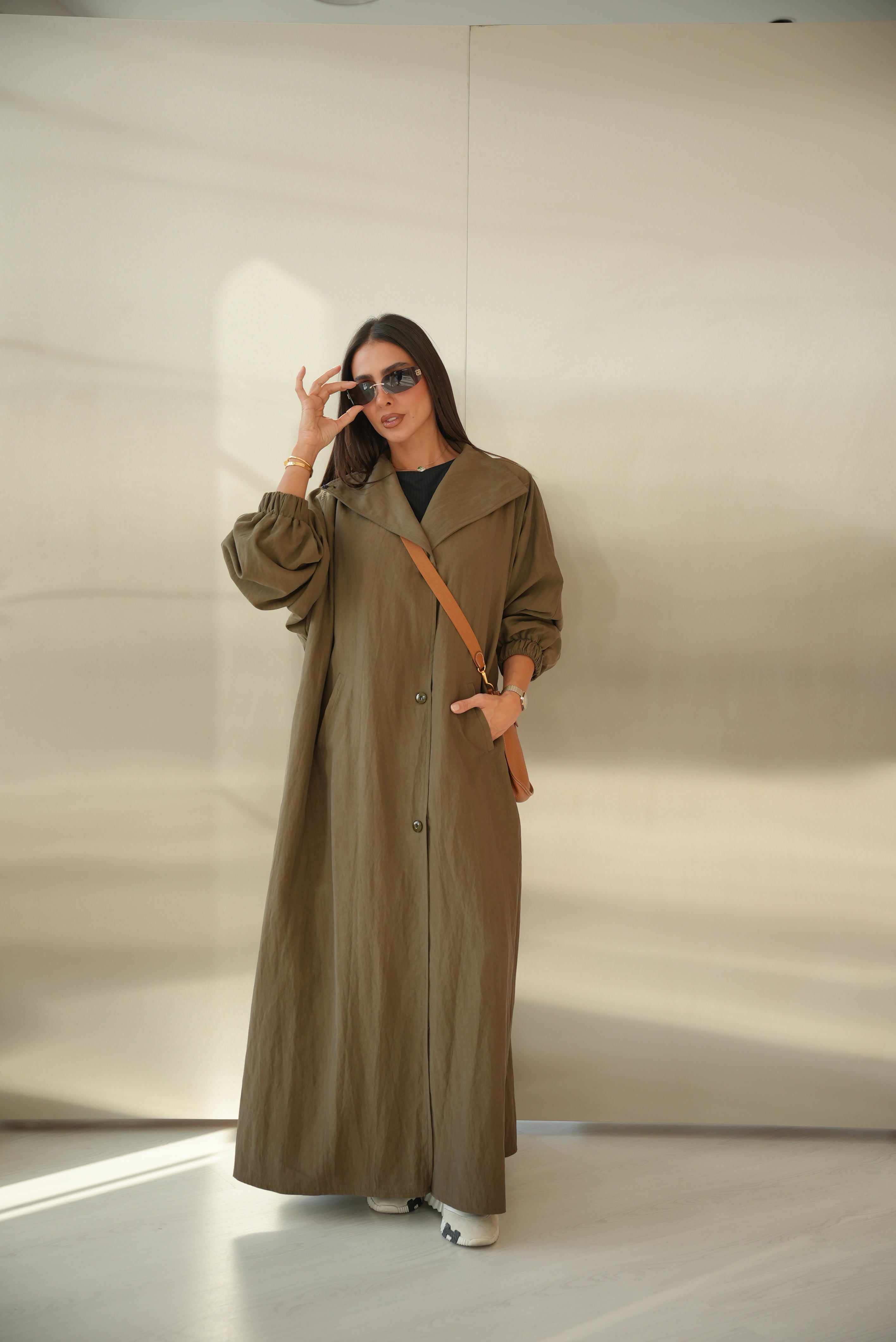 Brown Trench Coat Abaya-2012