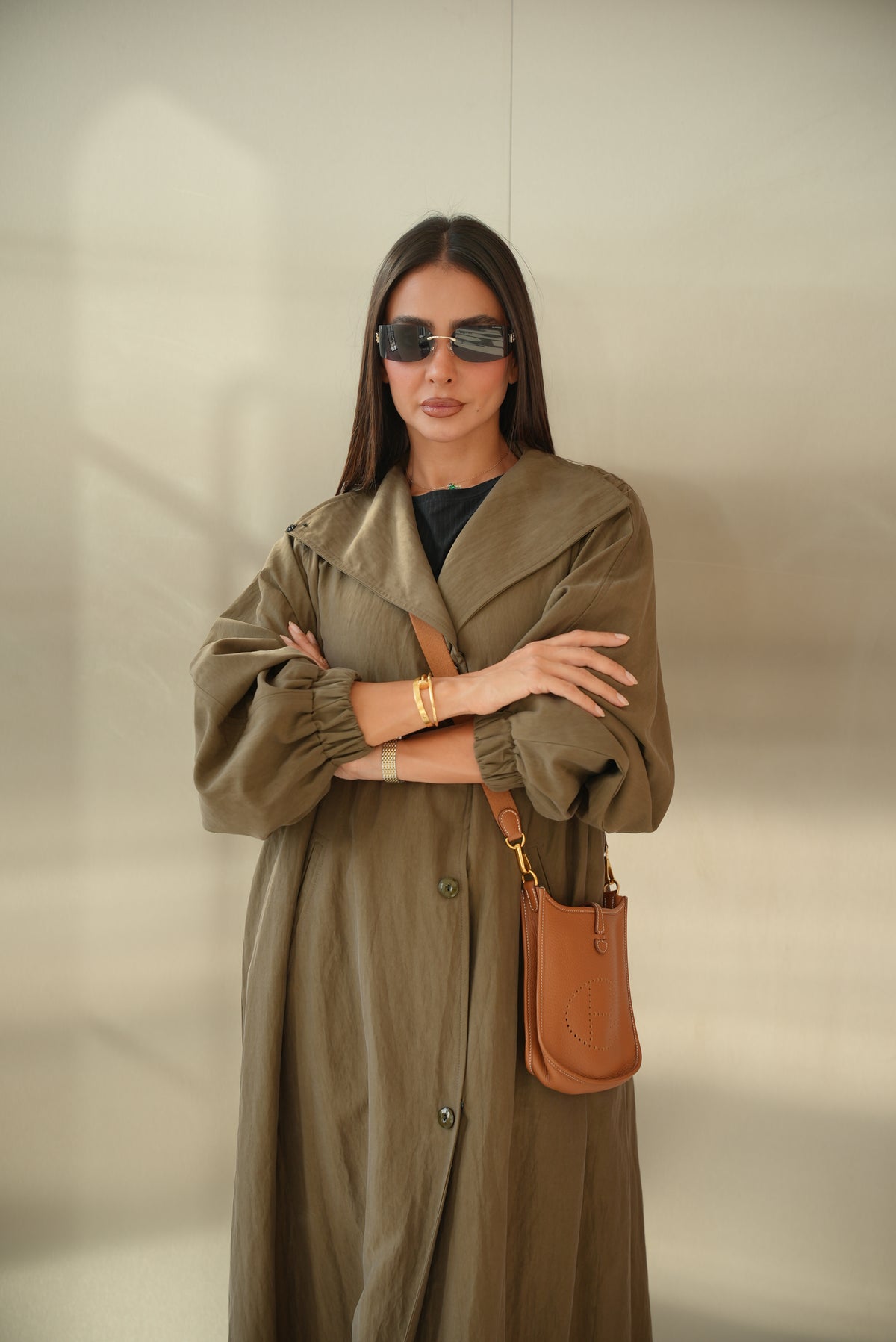 Brown Trench Coat Abaya-2012