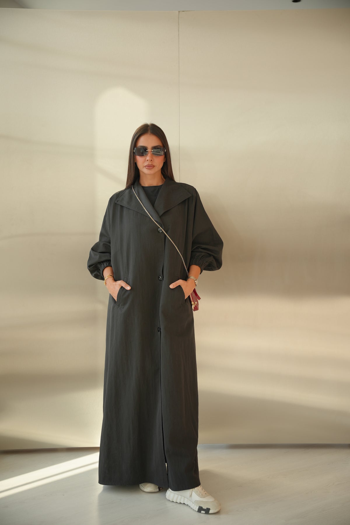 Black Trench Coat Abaya-2014