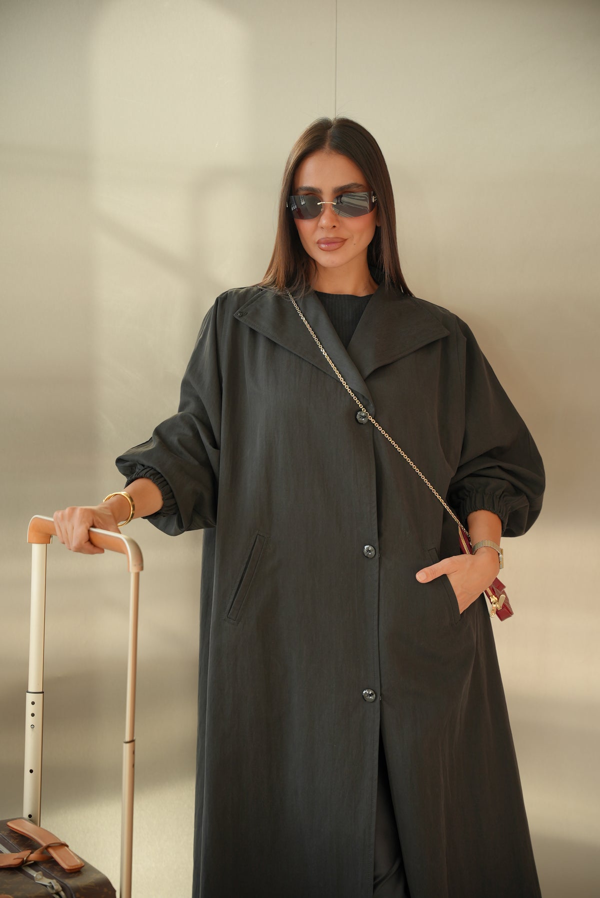 Black Trench Coat Abaya-2014