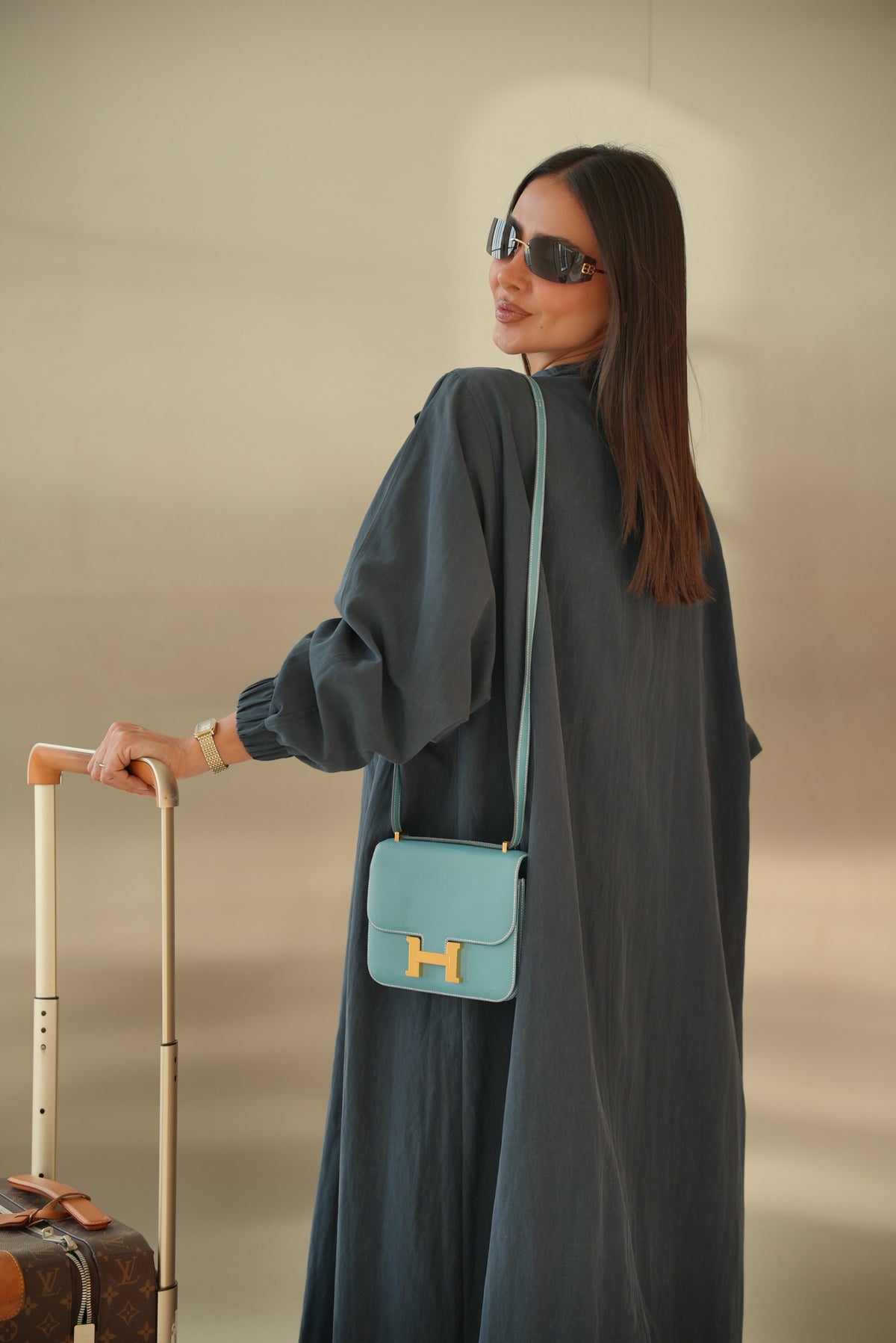Navy Trench Coat Abaya -2013