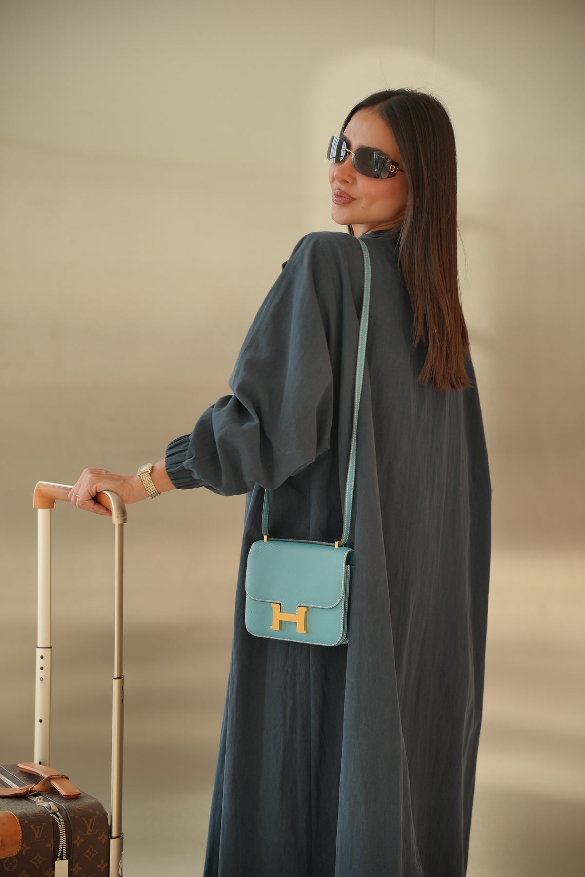 Navy Trench Coat Abaya -2013
