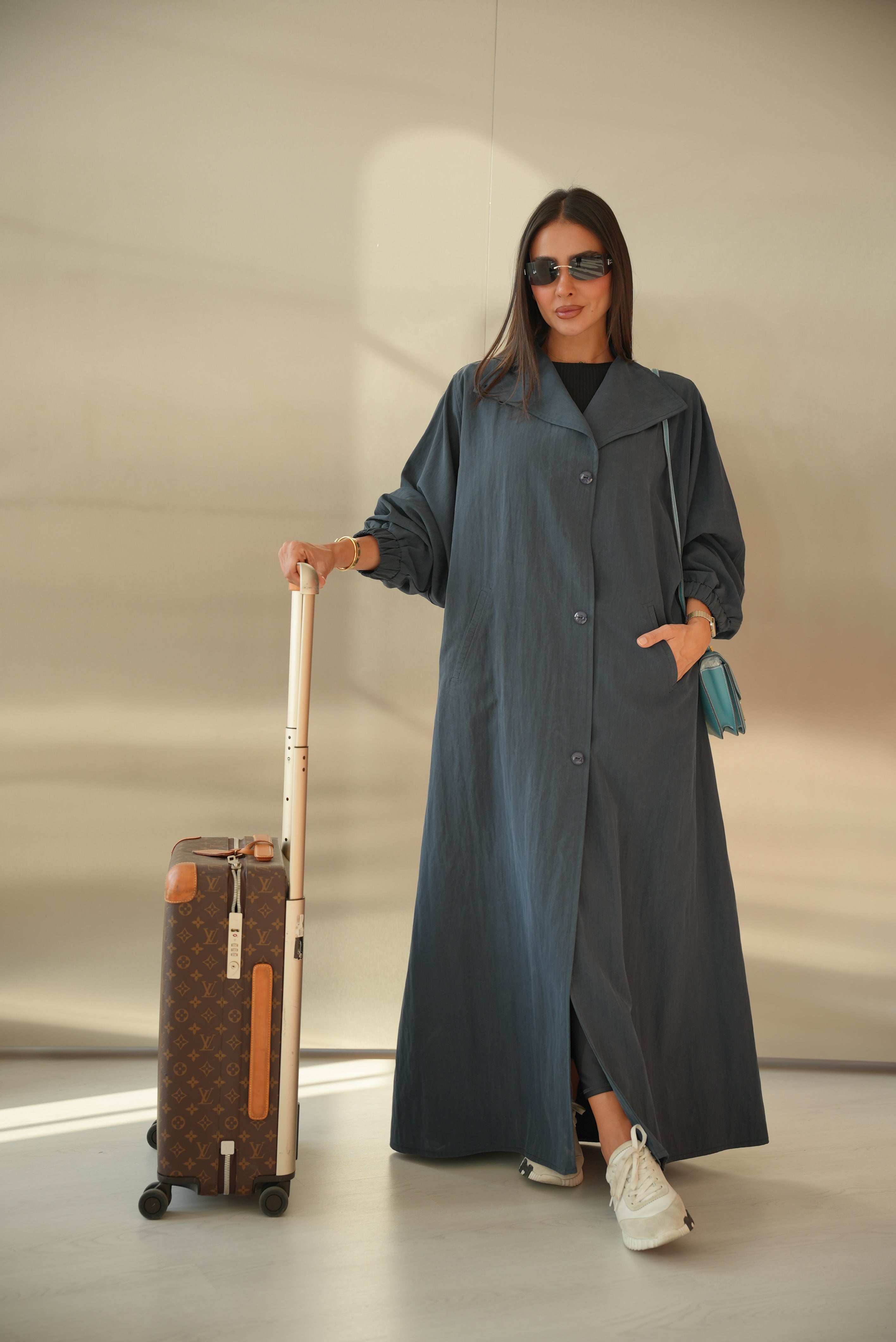 Navy Trench Coat Abaya -2013