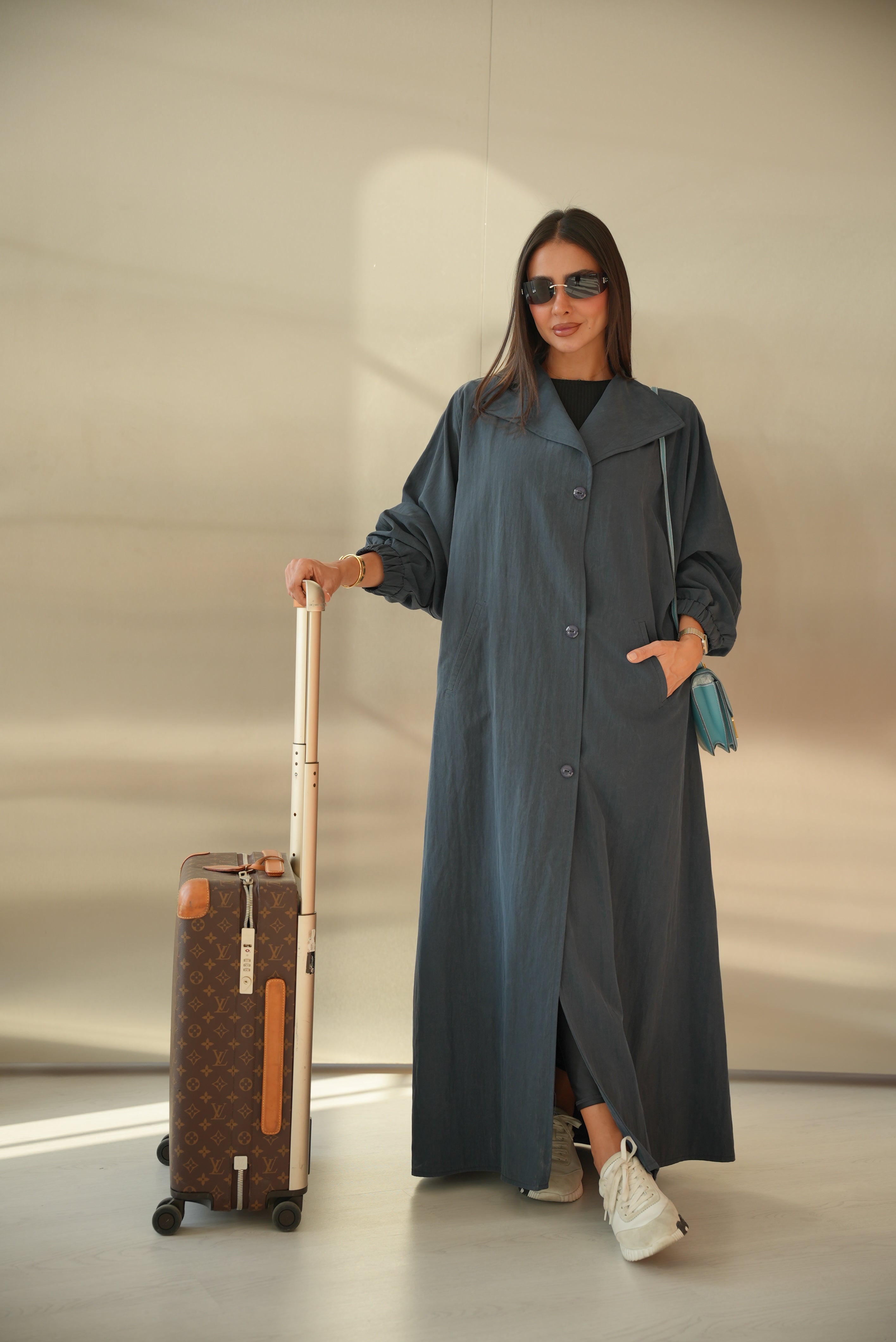 Navy Trench Coat Abaya -2013