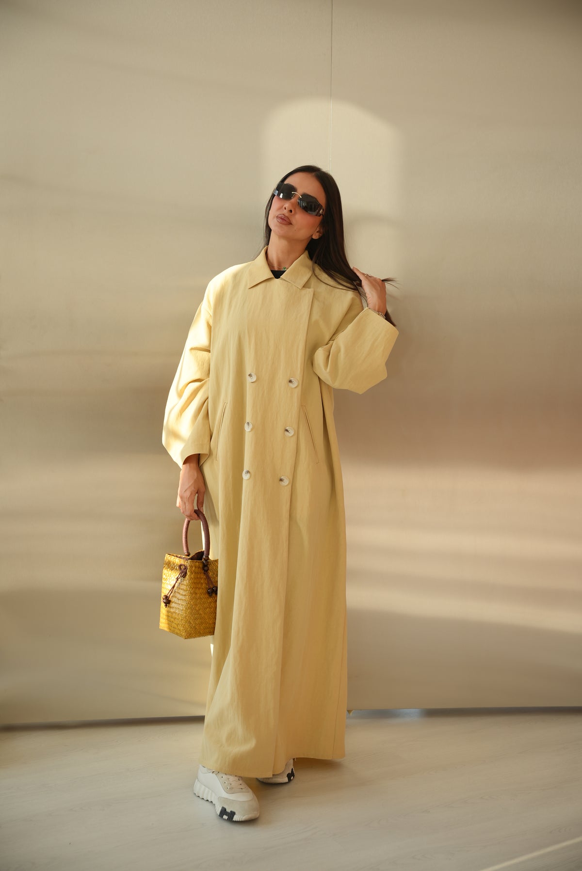 Lemon Trench Coat Abaya-2015