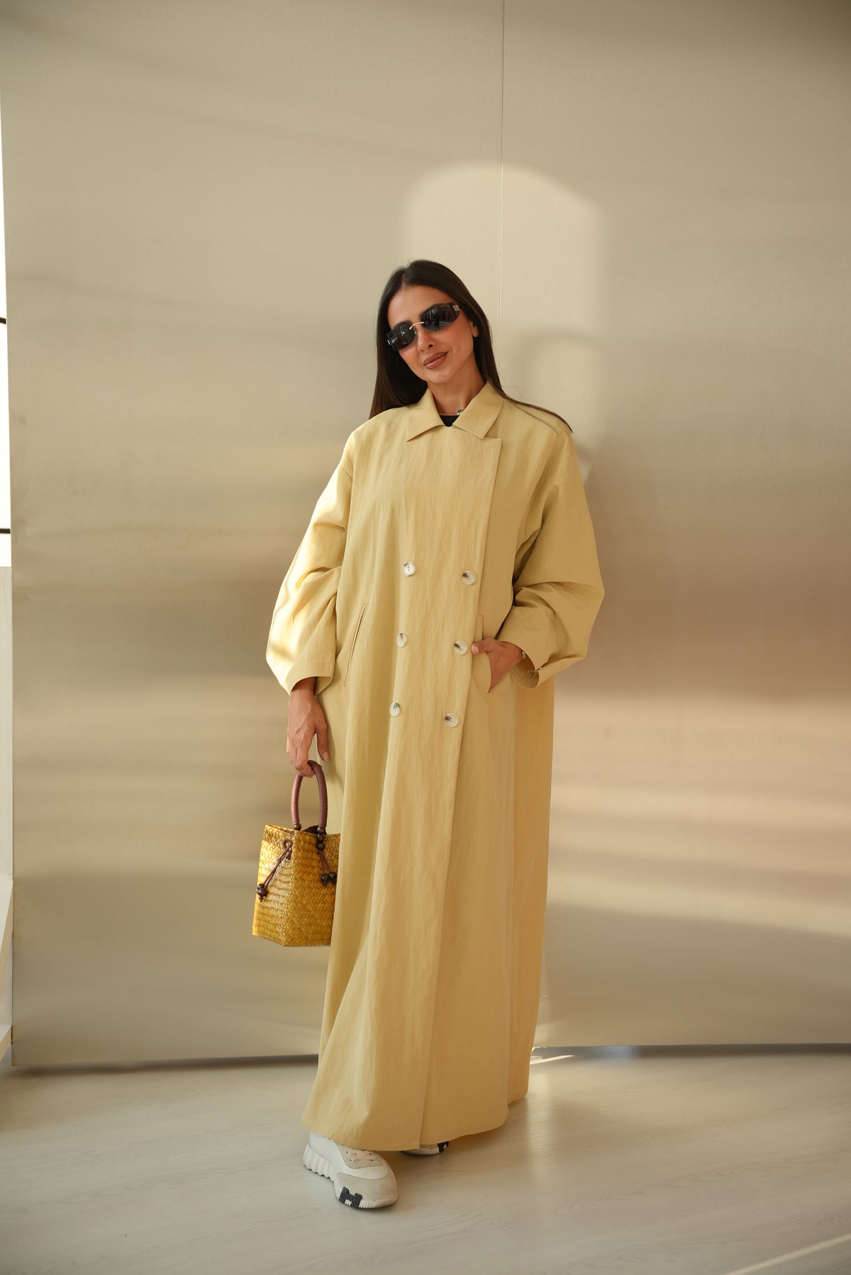 Lemon Trench Coat Abaya-2015