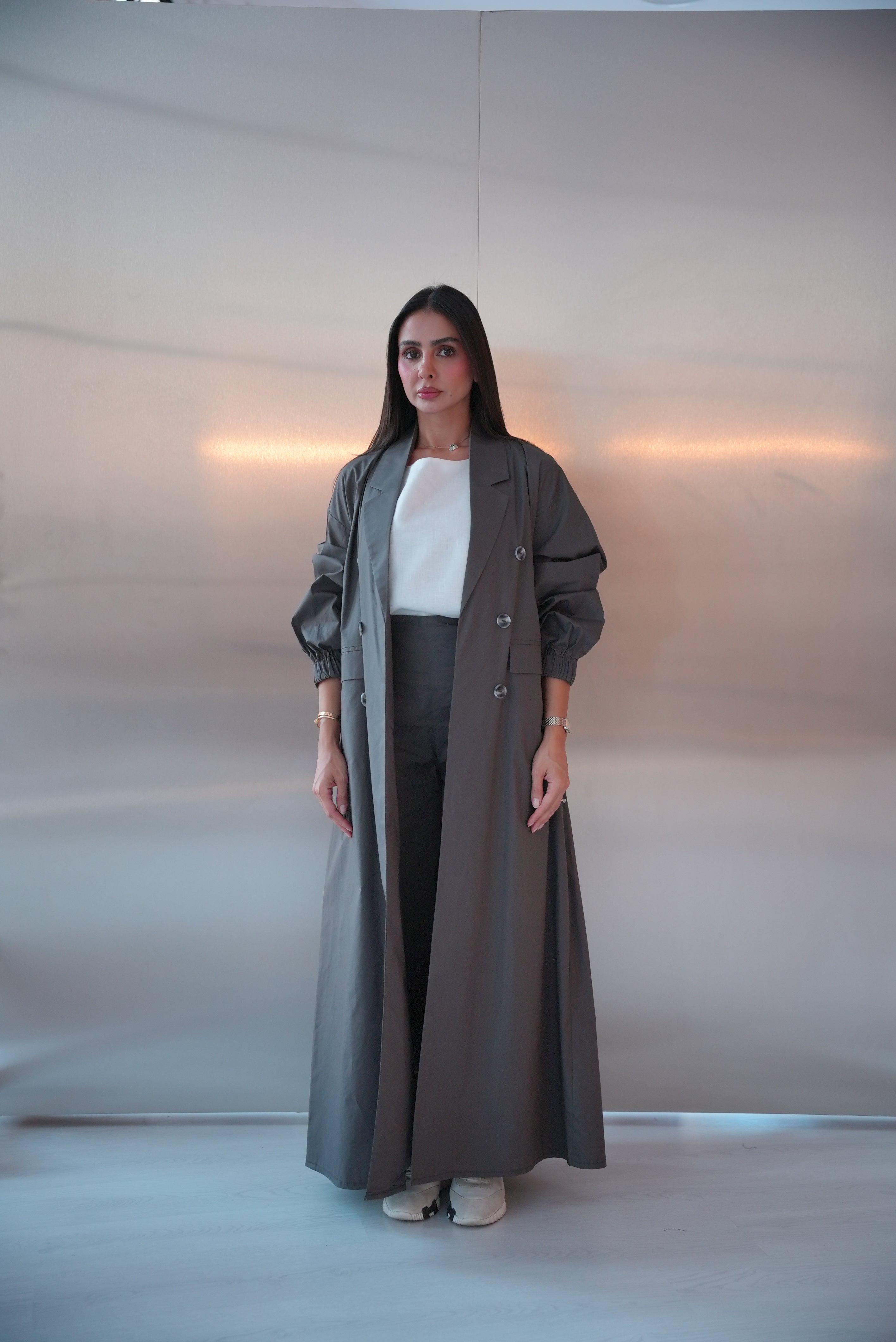 Grey Trench Coat Abaya-1960