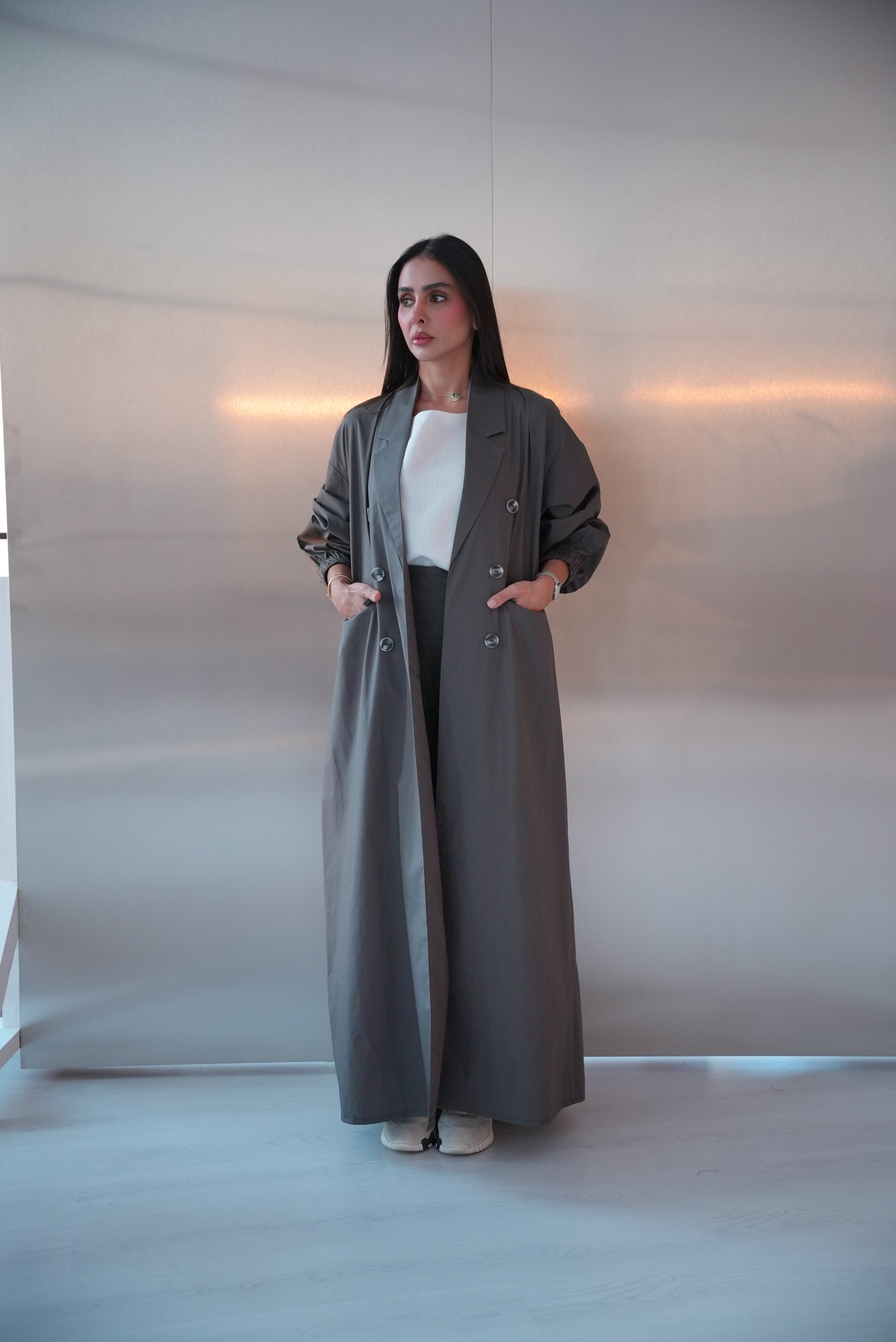 Grey Trench Coat Abaya-1960