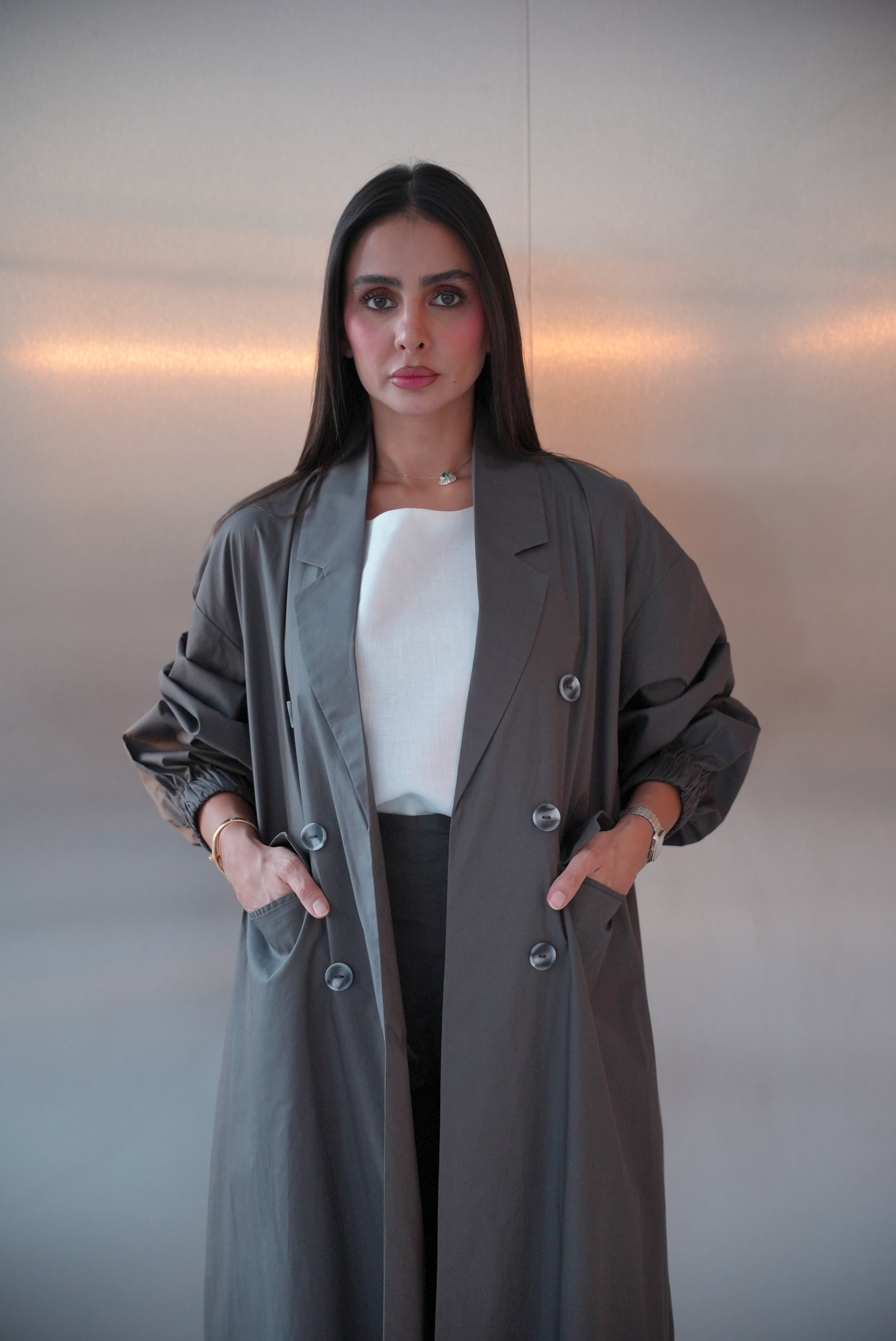 Grey Trench Coat Abaya-1960