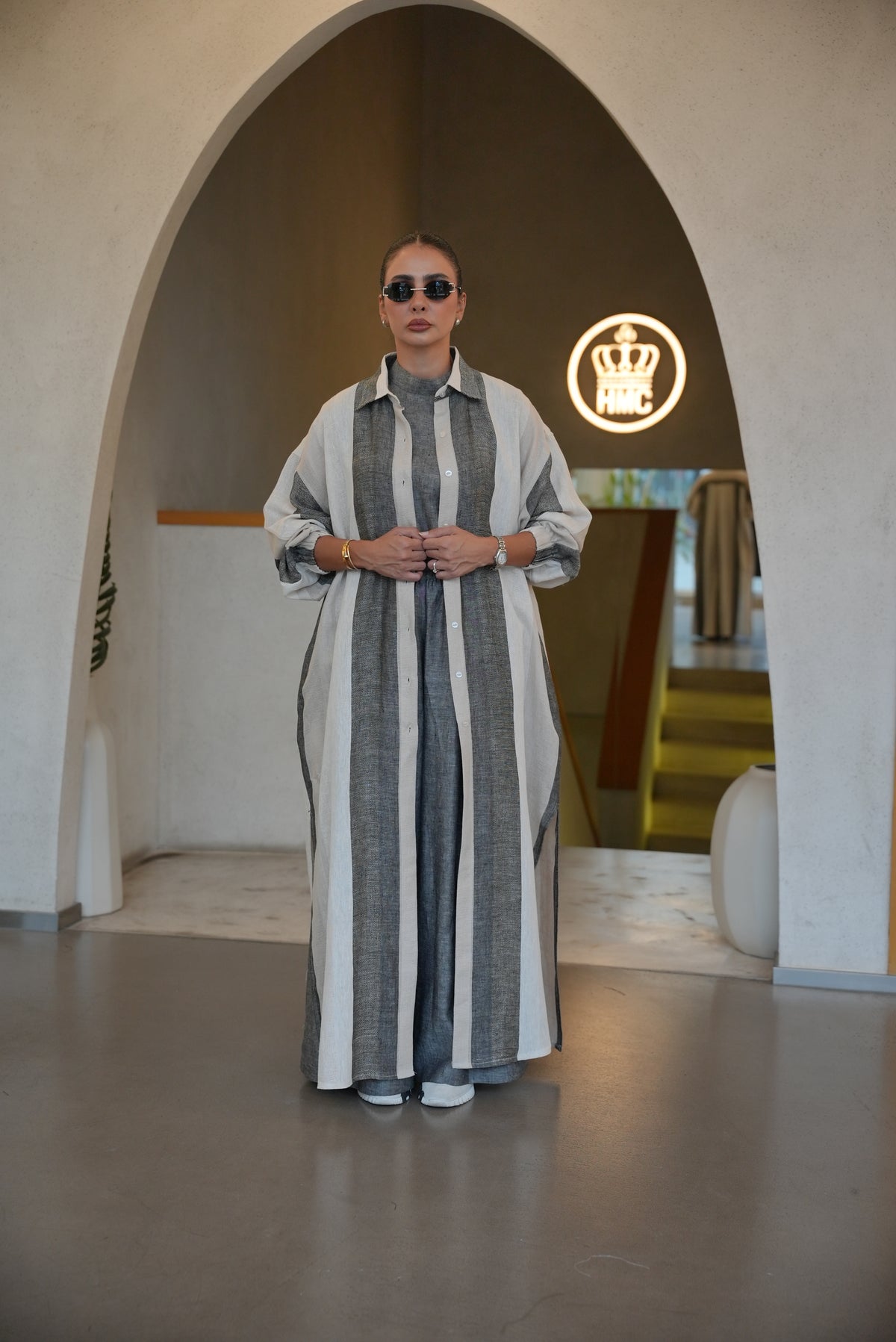 GREY LINEN BLOUSE AND PANTS INNER SET-2003