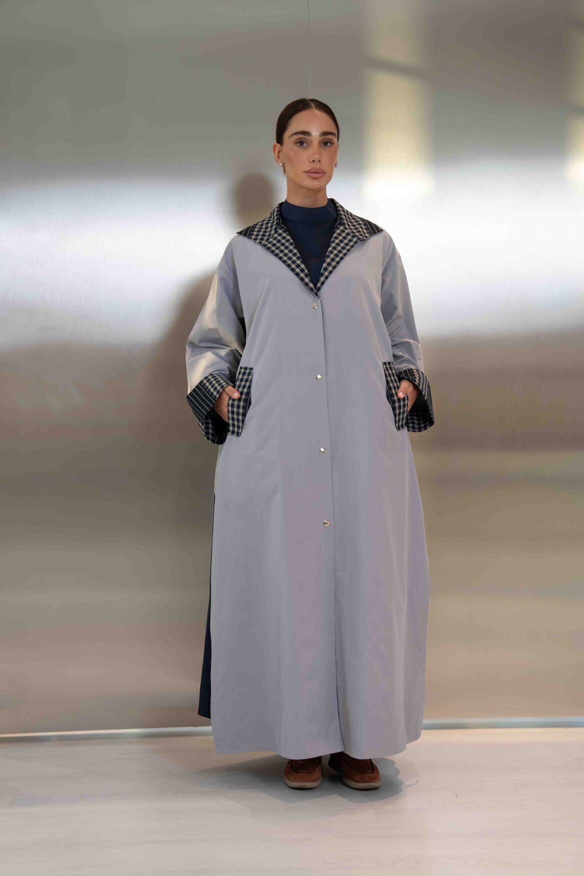 Grey Trench Coat Abaya – 2064