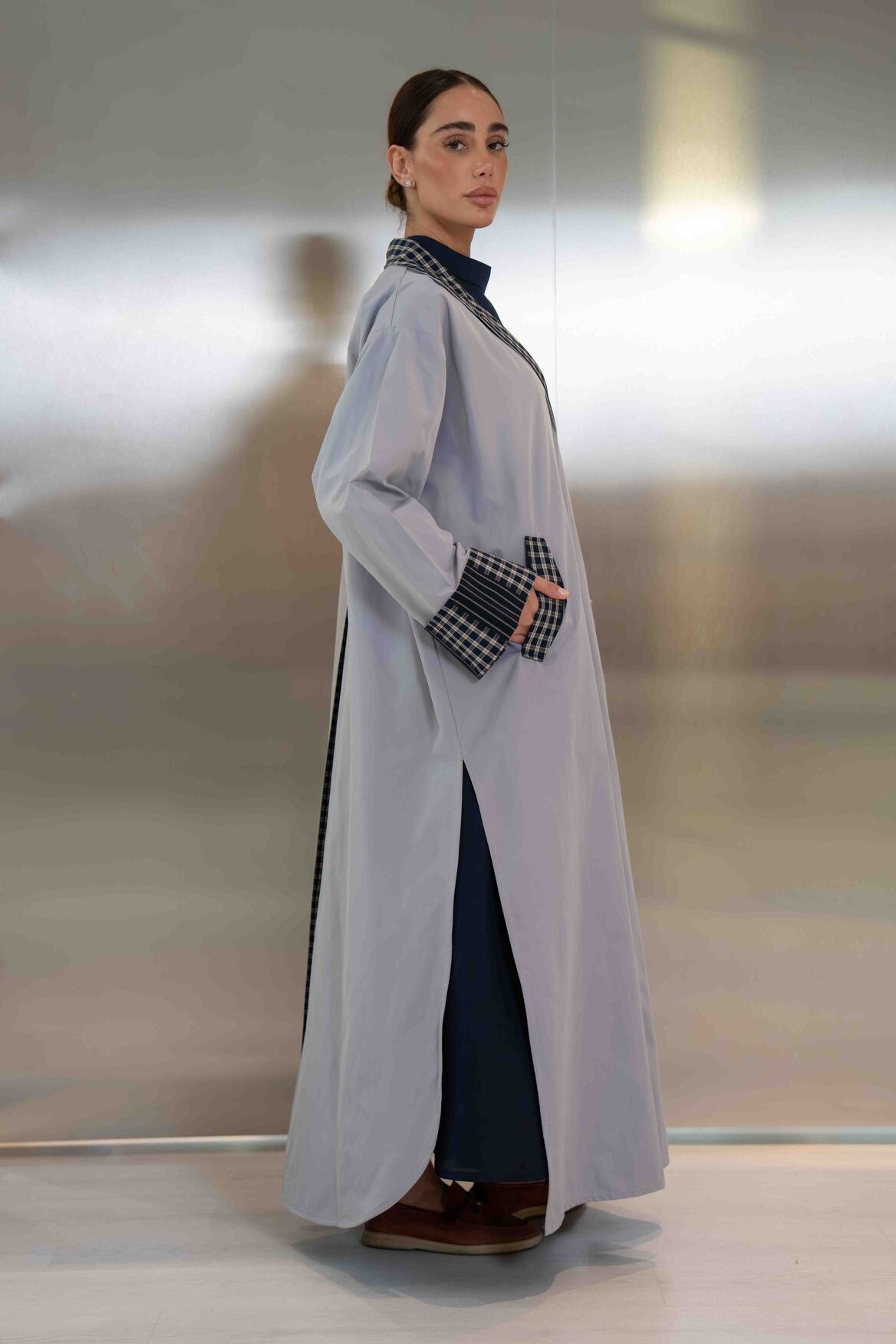 Grey Trench Coat Abaya – 2064
