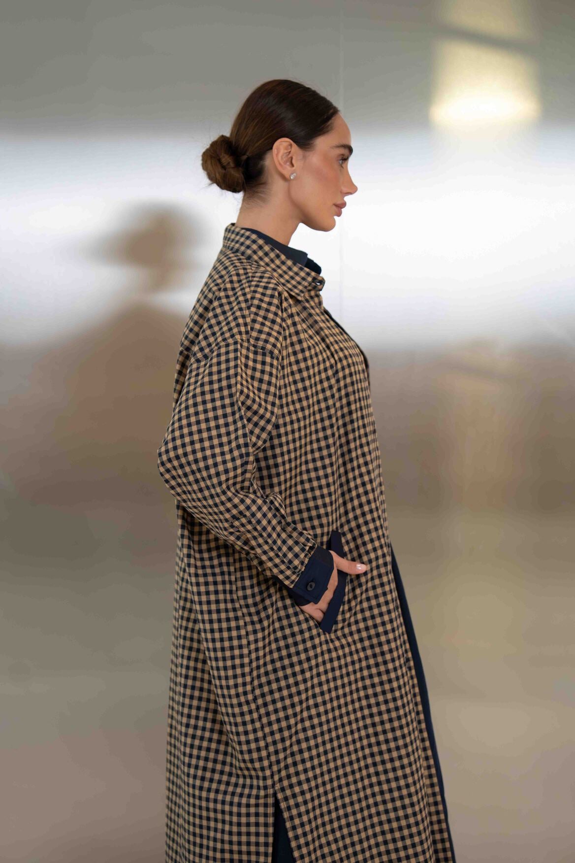 Checked Cotton Abaya – 2050