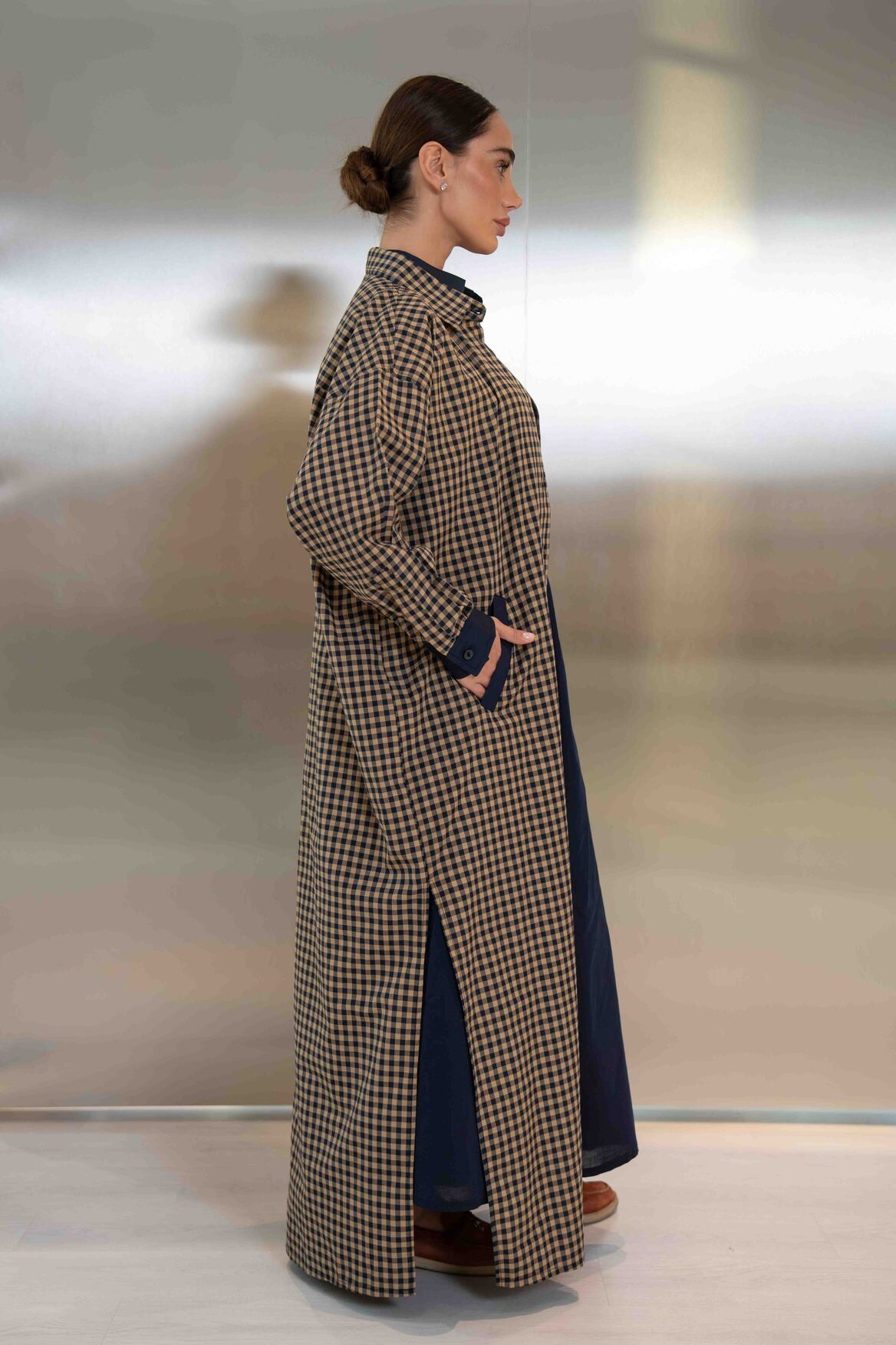 Checked Cotton Abaya – 2050