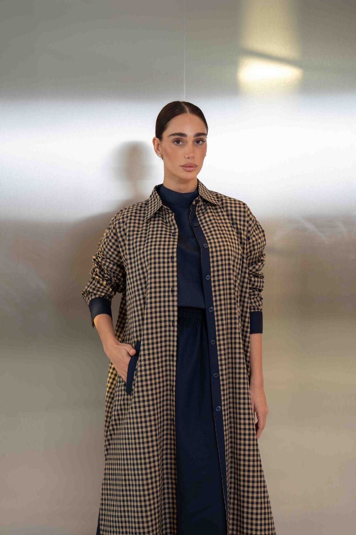 Checked Cotton Abaya – 2050