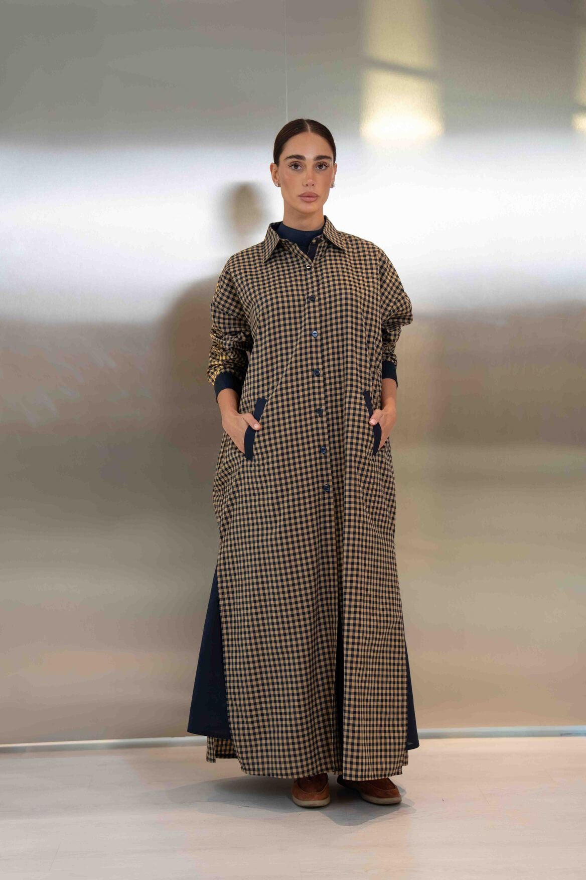 Checked Cotton Abaya – 2050