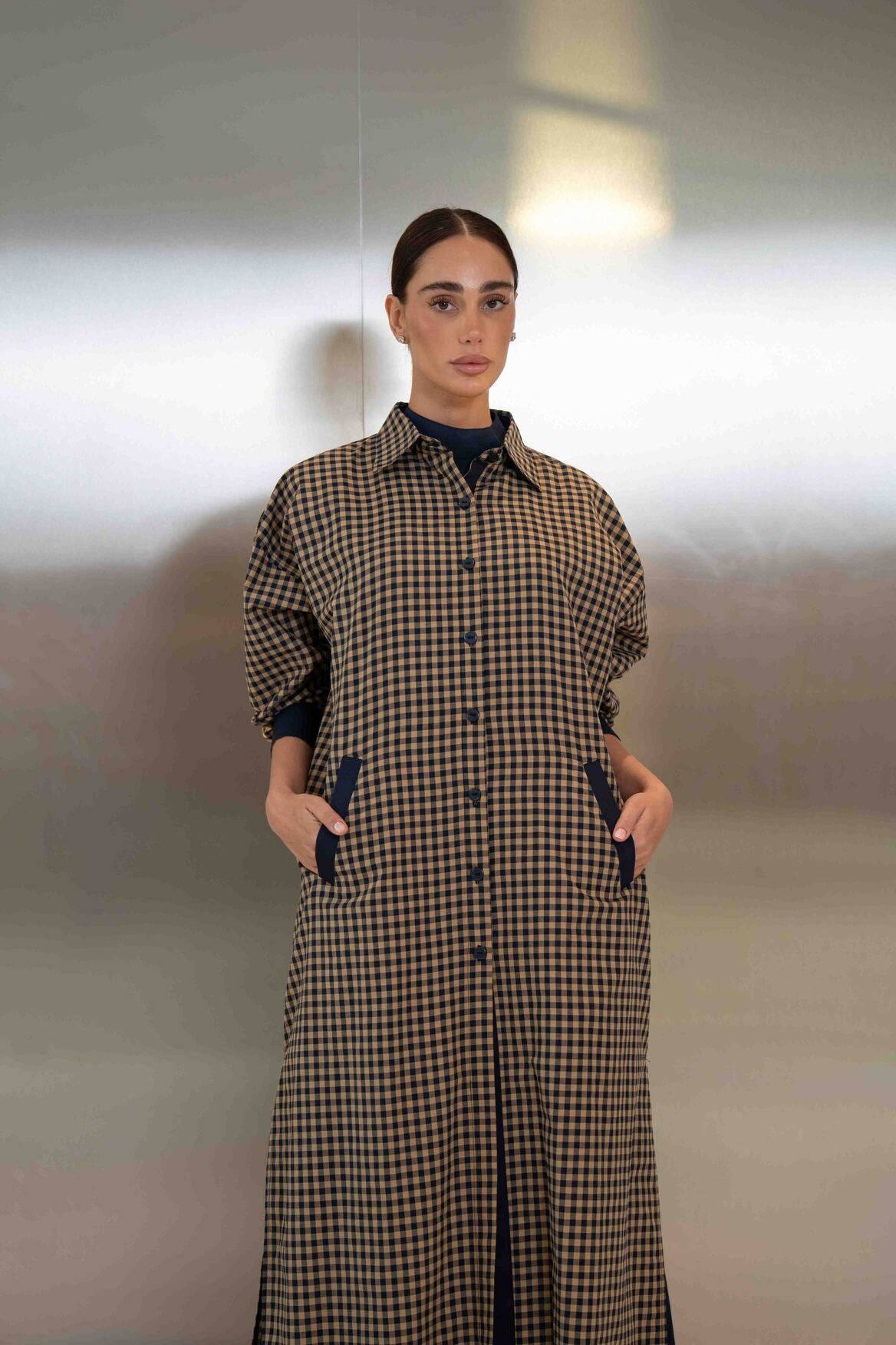 Checked Cotton Abaya – 2050